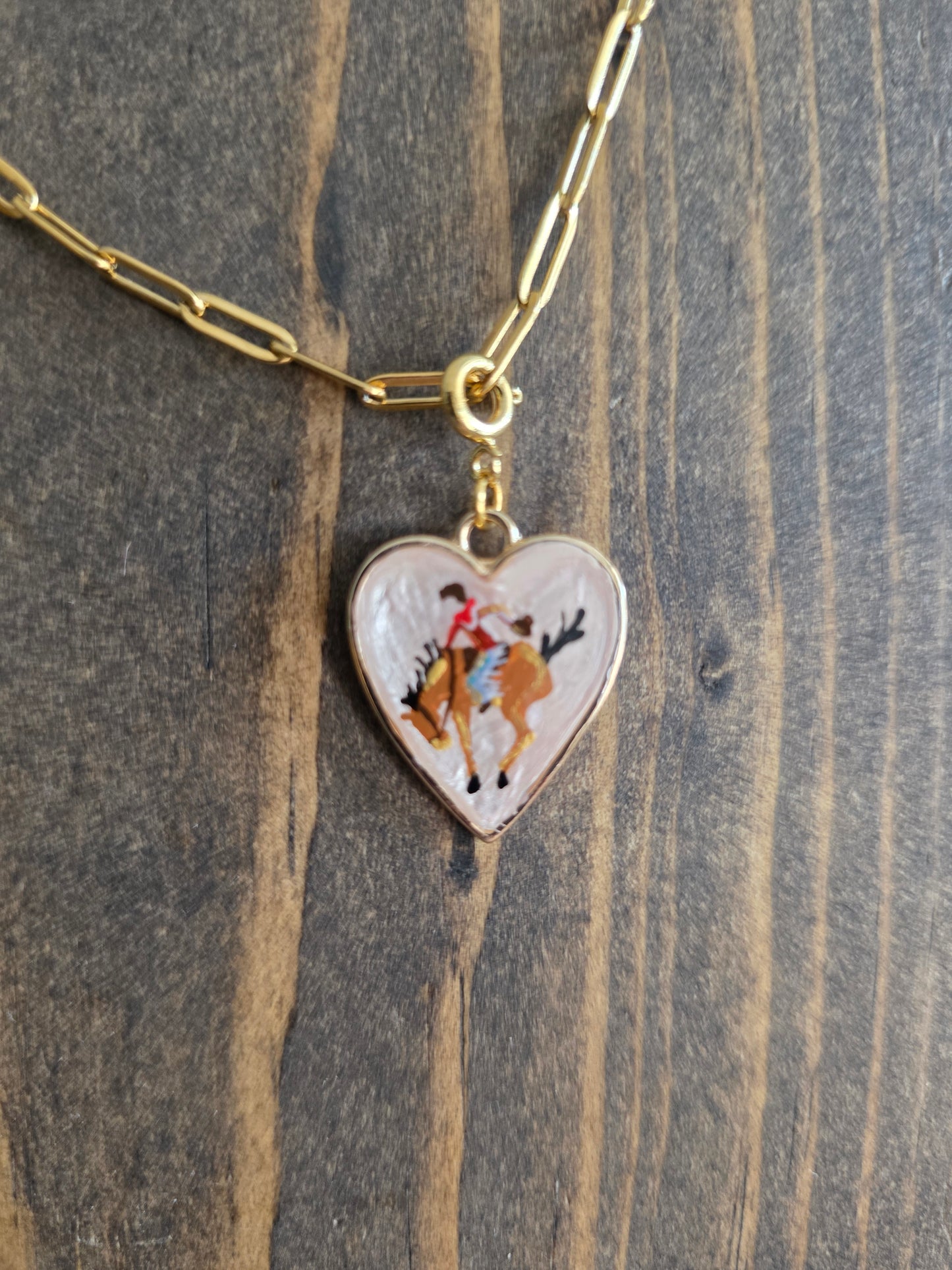 Hand Painted Bronc Rider Heart Charms (various colors)