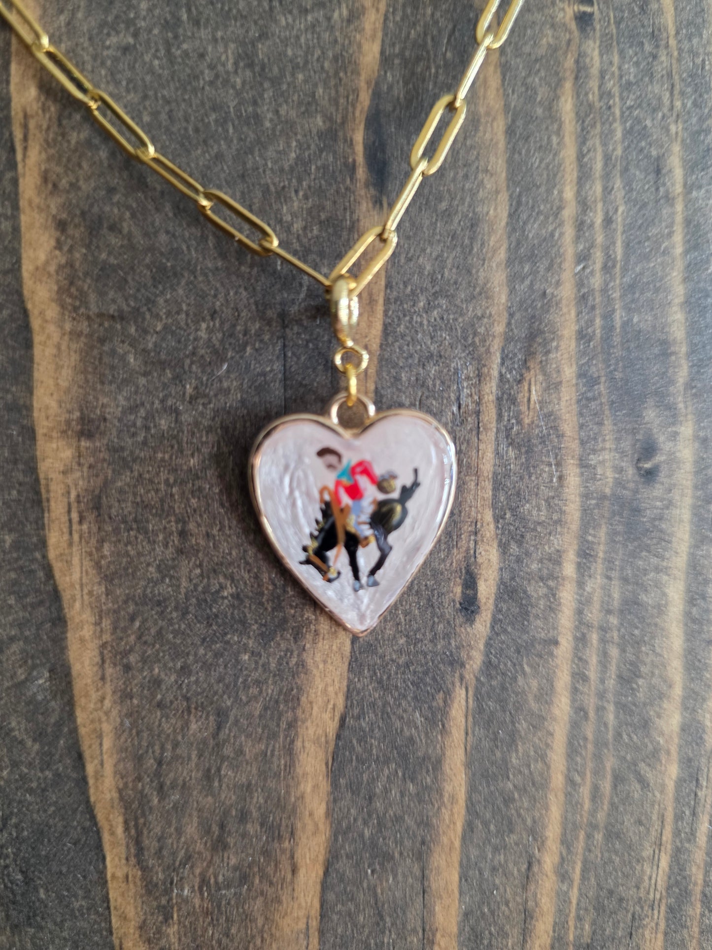 Hand Painted Bronc Rider Heart Charms (various colors)