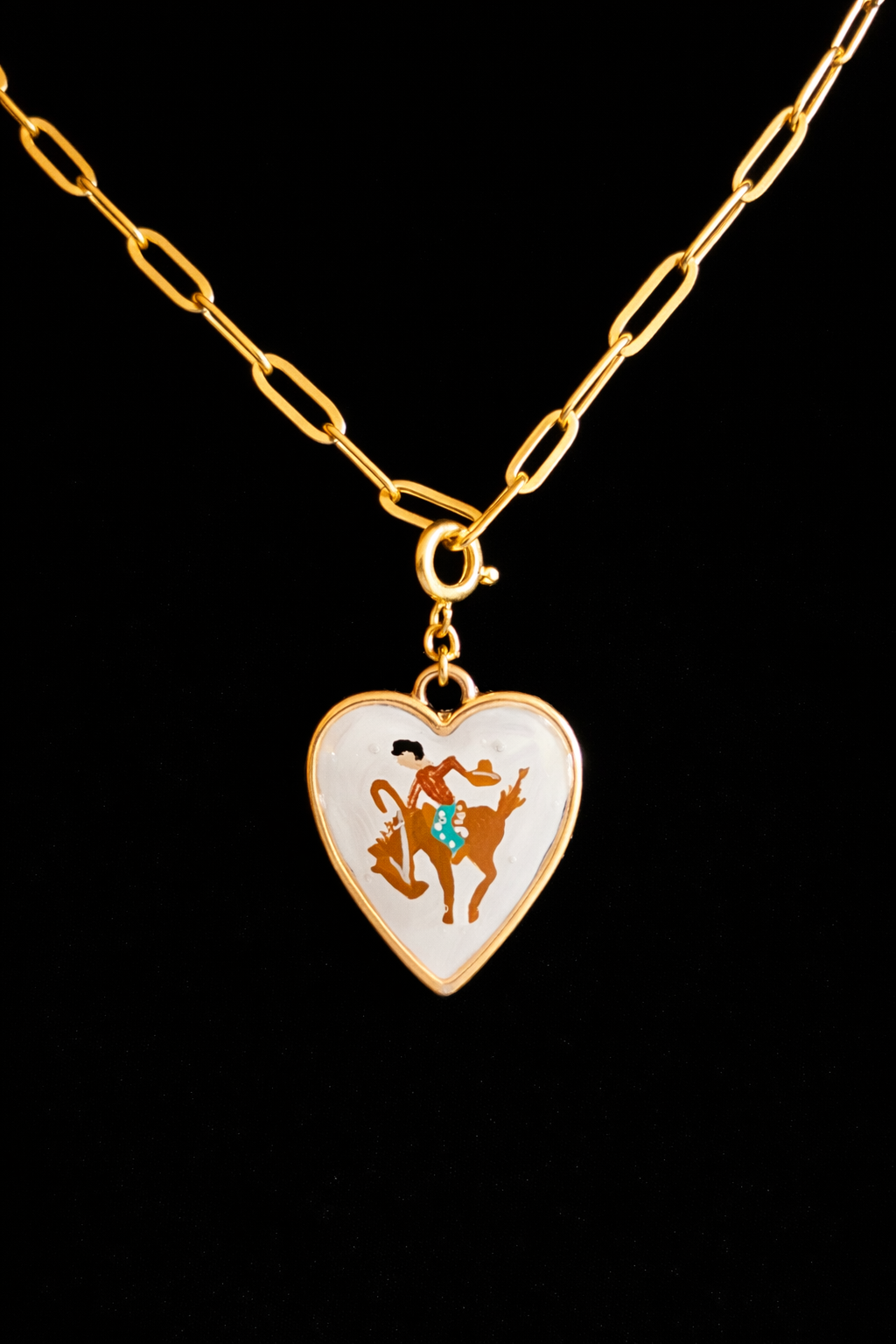Hand Painted Western Heart Charms