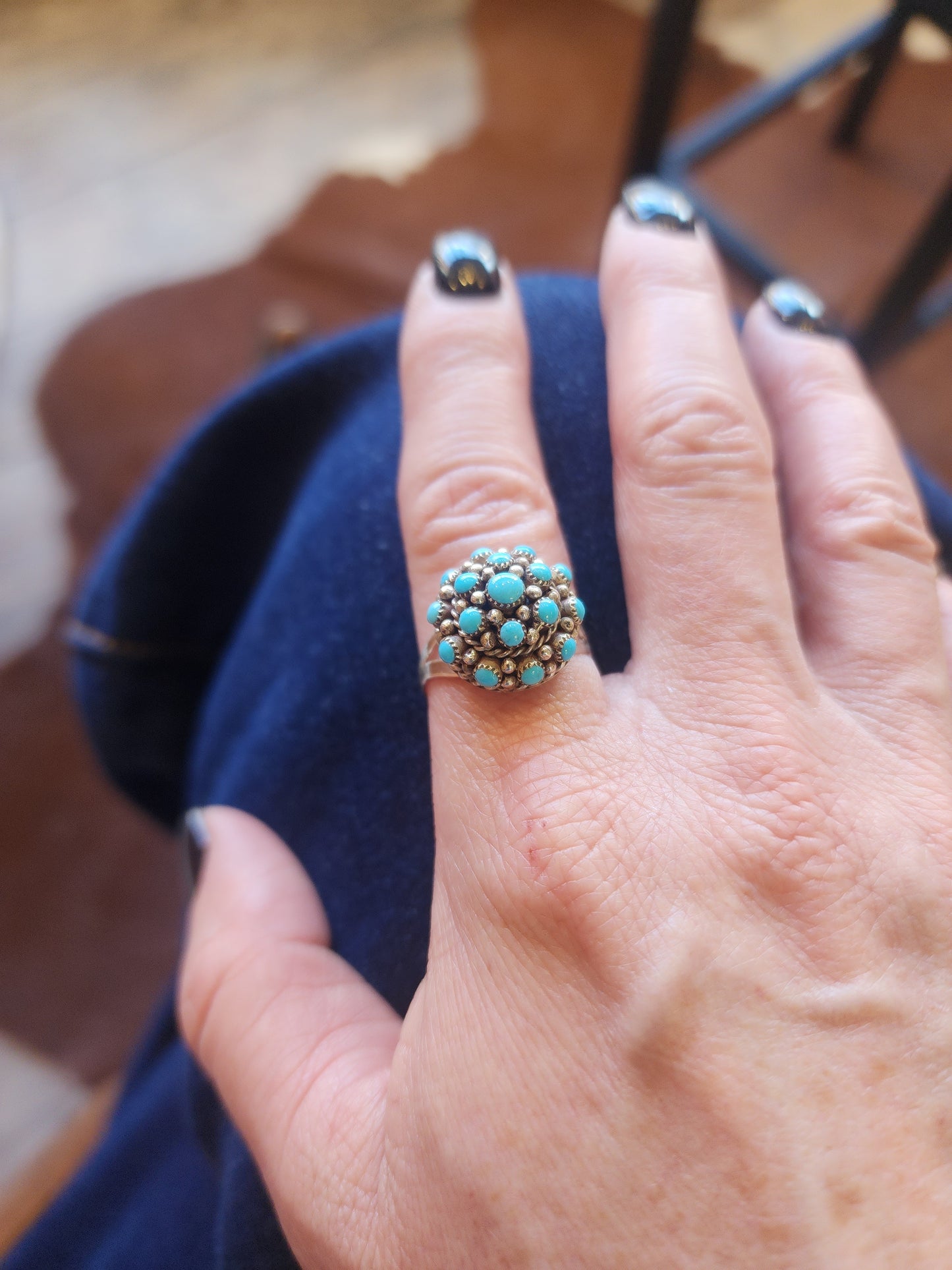 Zuni Dick Charlie Turquoise Dot Ring