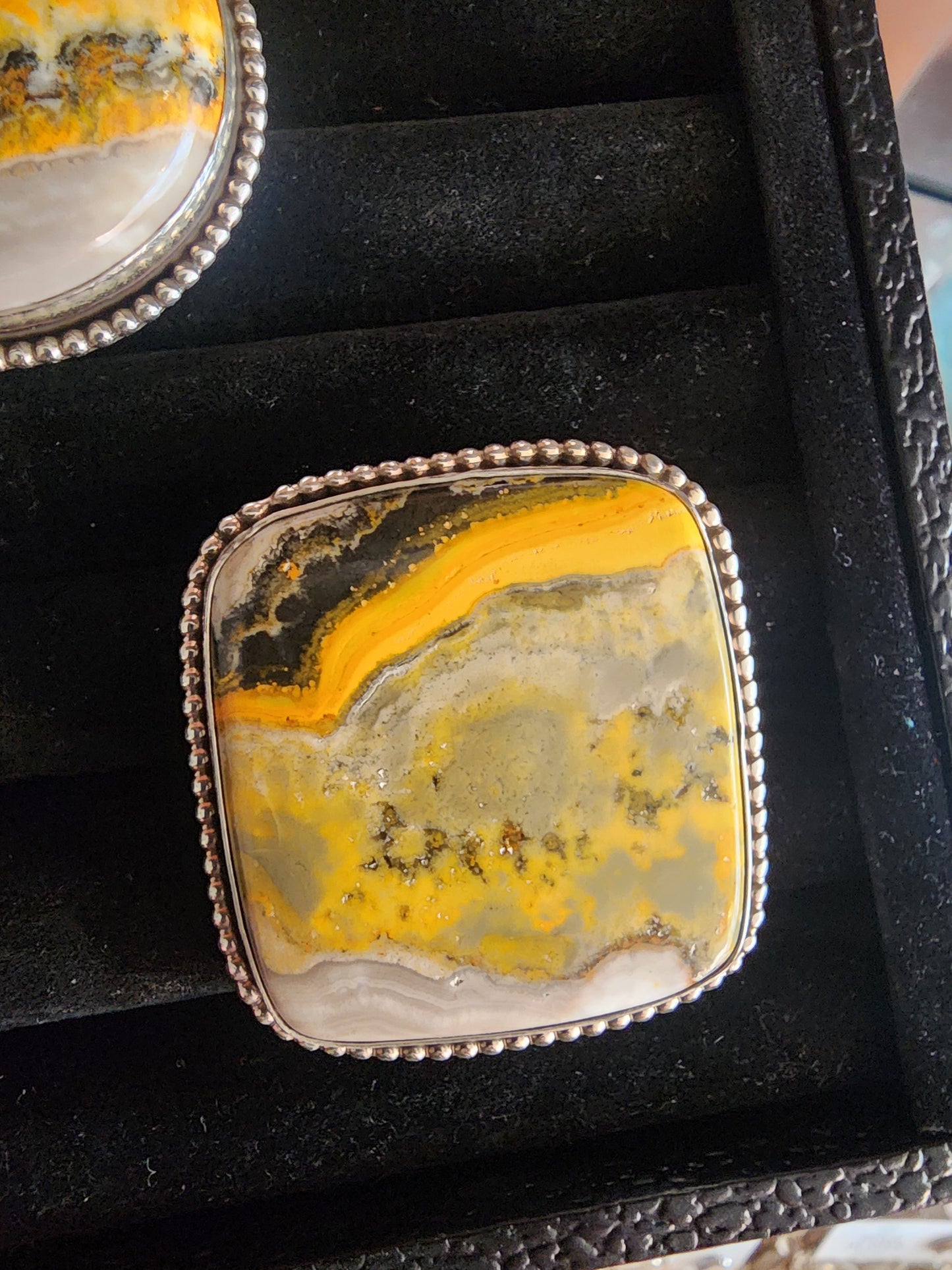 Bumblebee Jasper Square Statement Ring