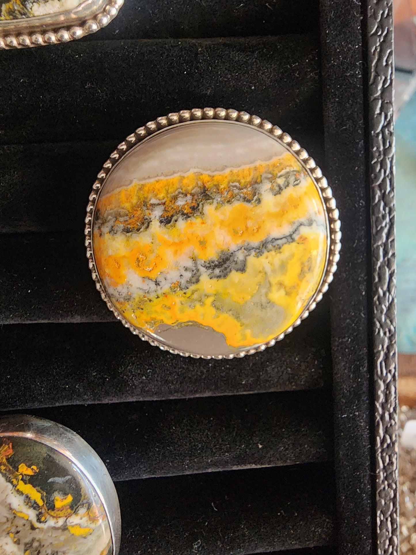 Bumblebee Jasper Round Statement Ring