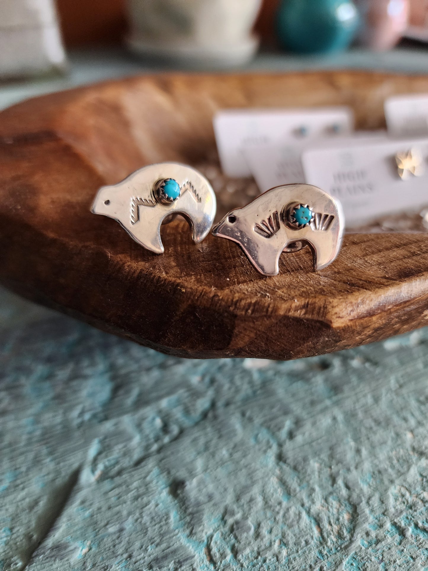 Sterling Silver Bear Pin with Turquoise Accent