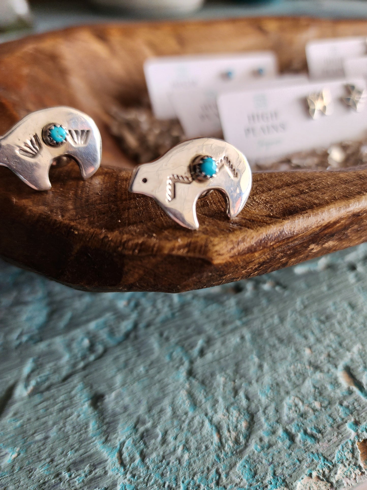 Sterling Silver Bear Pin with Turquoise Accent