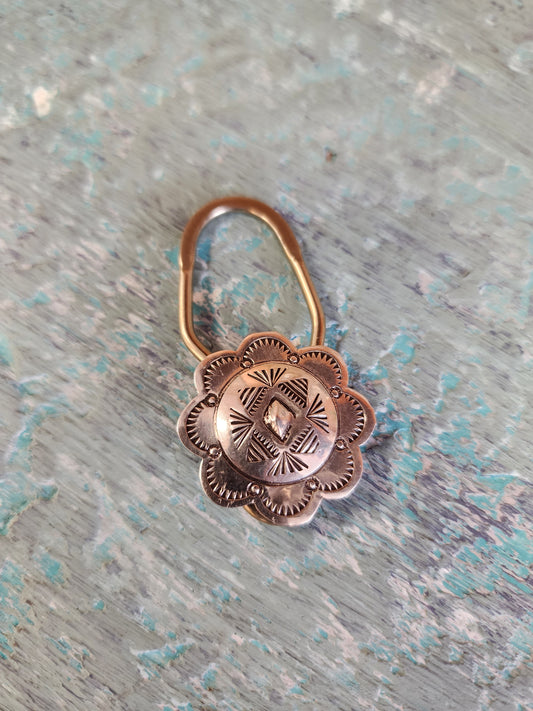 Bertha Begay Sterling Silver Small Concho Keychain
