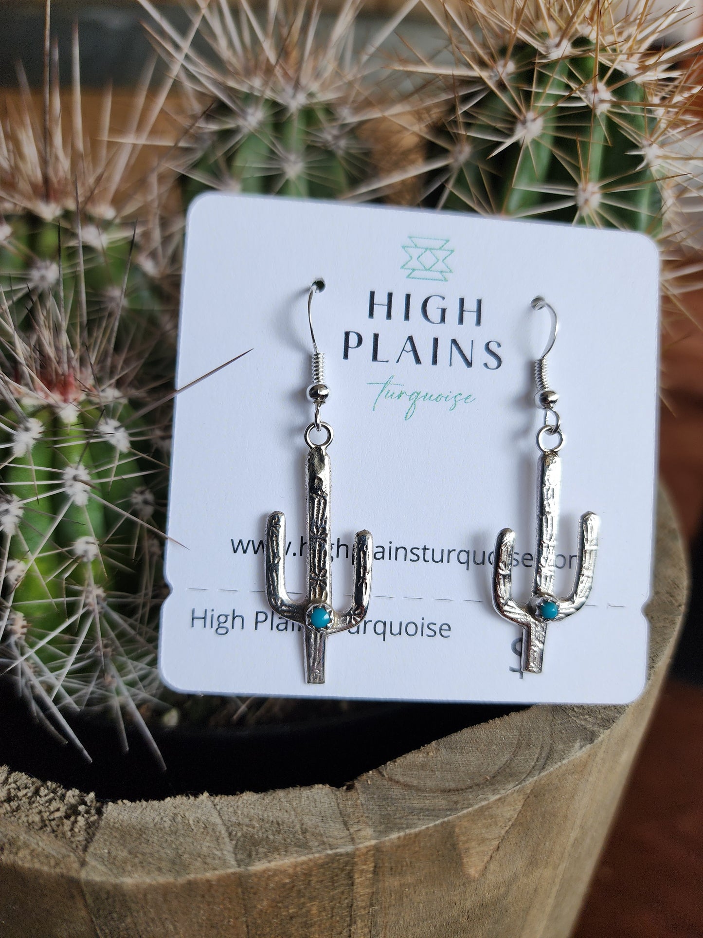 Lorraine Chee Sterling Silver Cactus with Turquoise accents