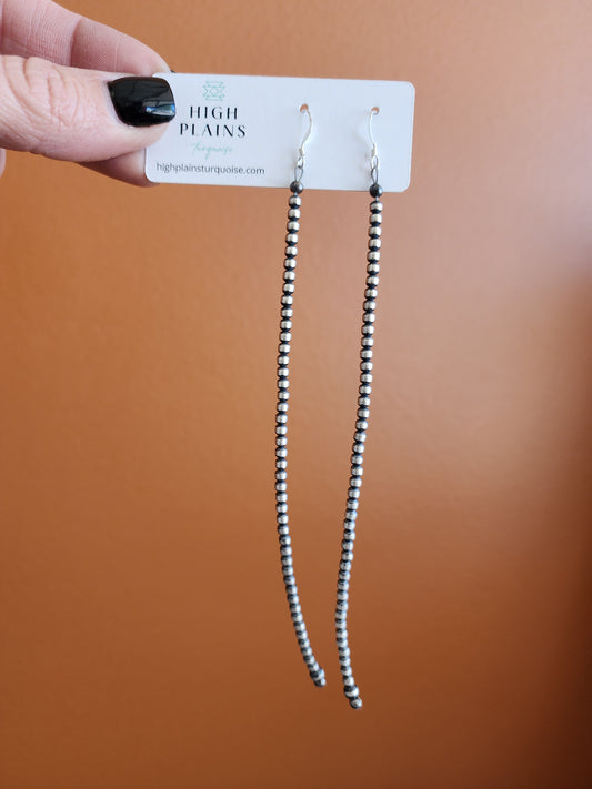 Long Sterling Silver Beaded Earrings