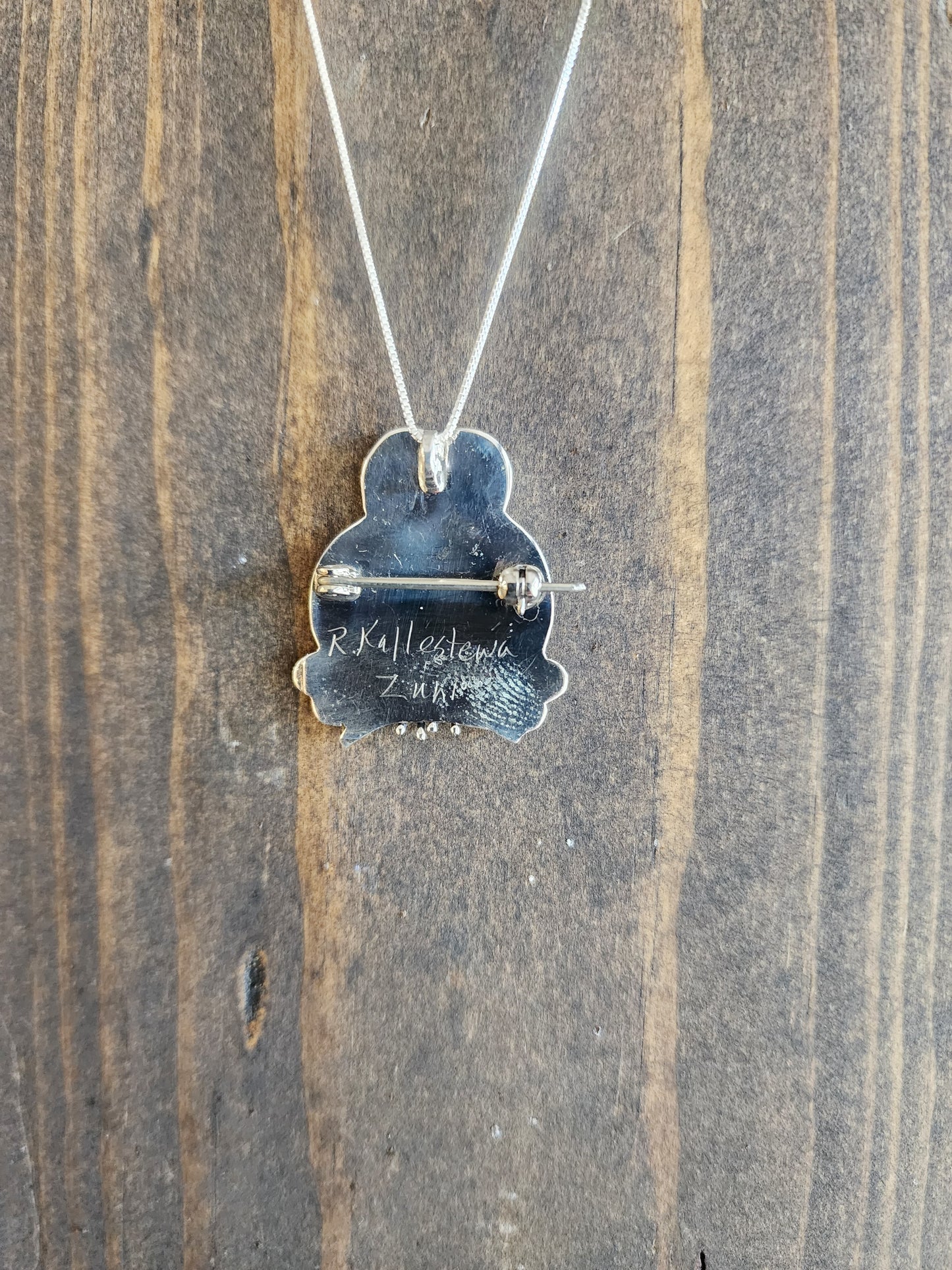 Zuni Mother of Pearl Turquoise Owl Pin/Pendant Necklace