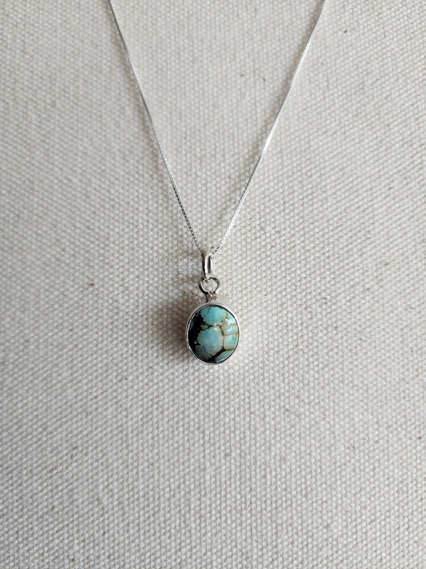 Kingman Turquoise Smooth Bezel Pendant Necklace - 18"