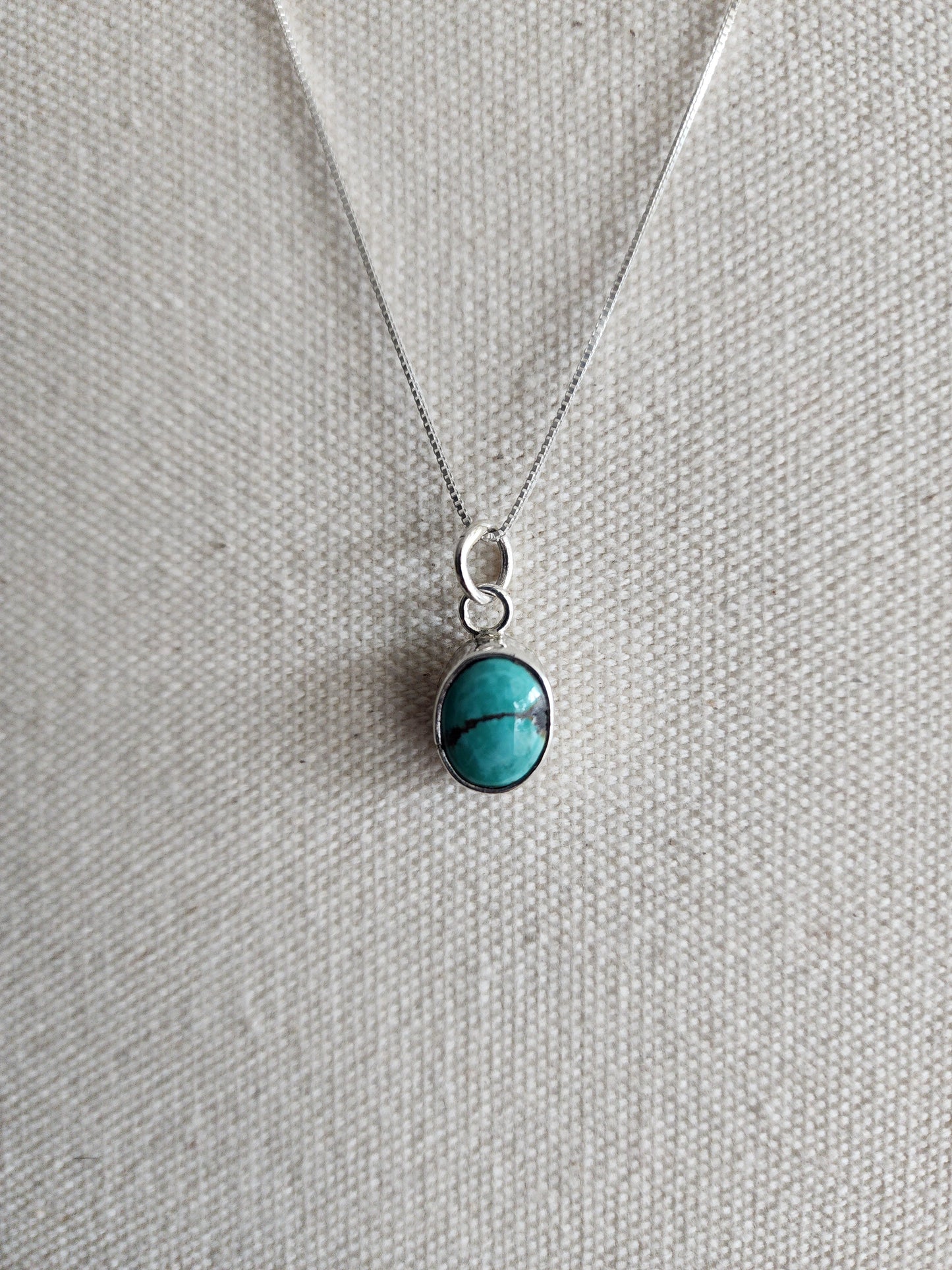 Kingman Turquoise Smooth Bezel Pendant Necklace - 18"