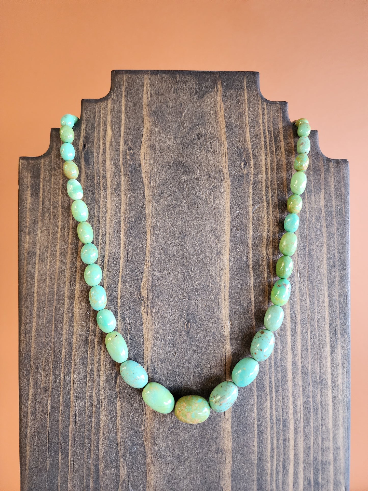 Campitos Turquoise Oval Large Bead Hand Strung Necklace