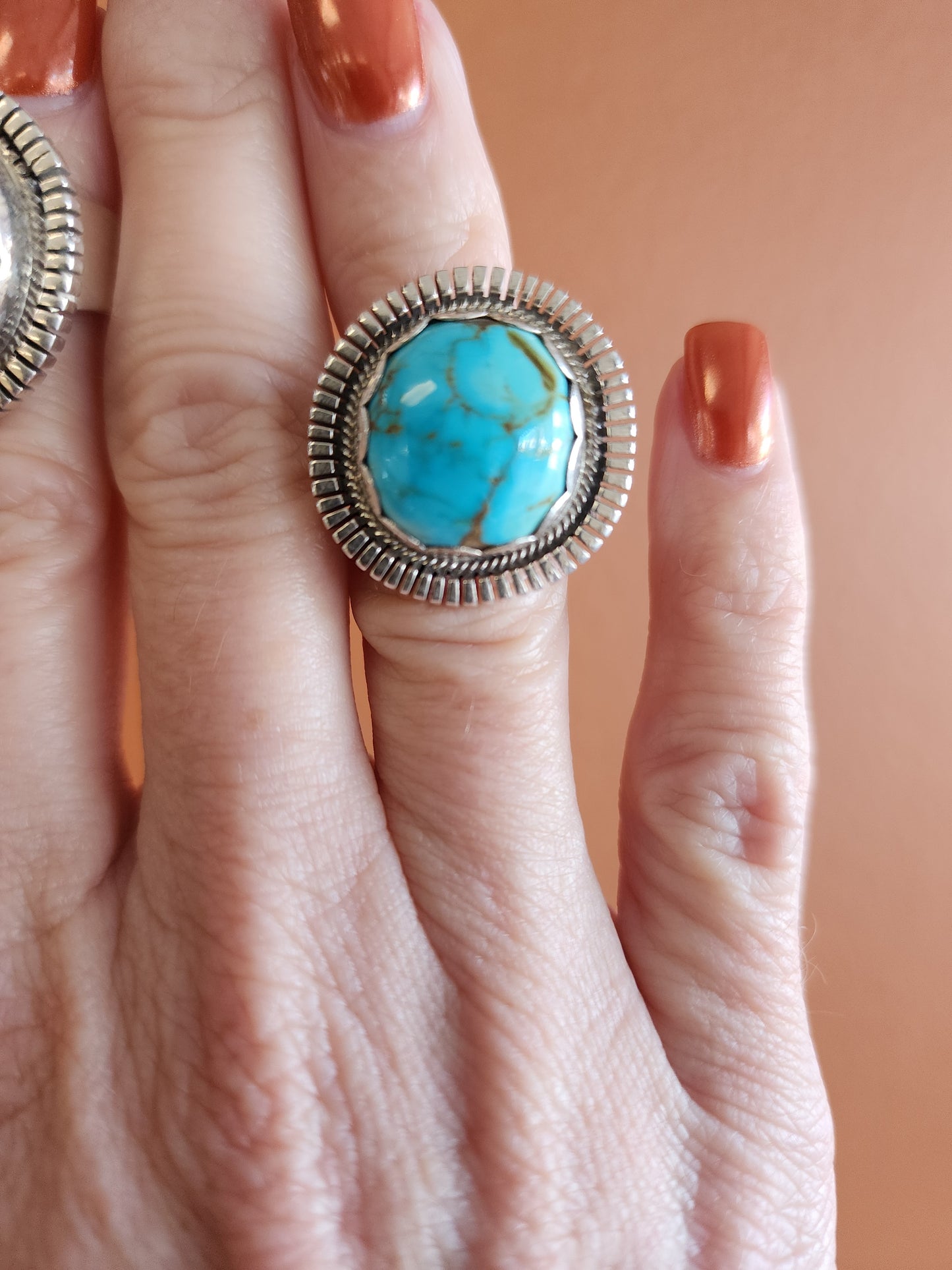 Randy Bill Kingman Turquoise Round Ring
