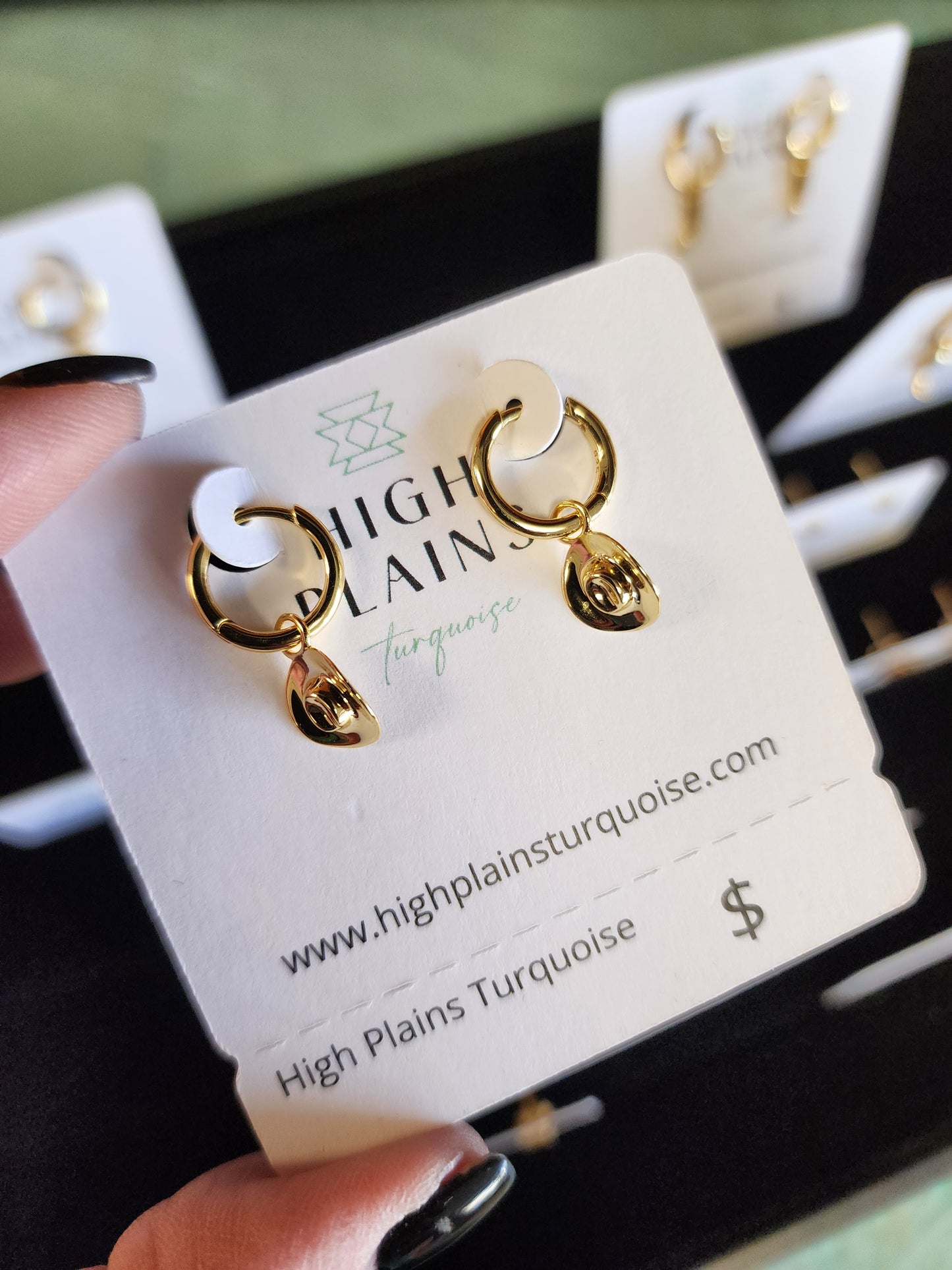18k Gold Overlay Hat Hugging Earrings