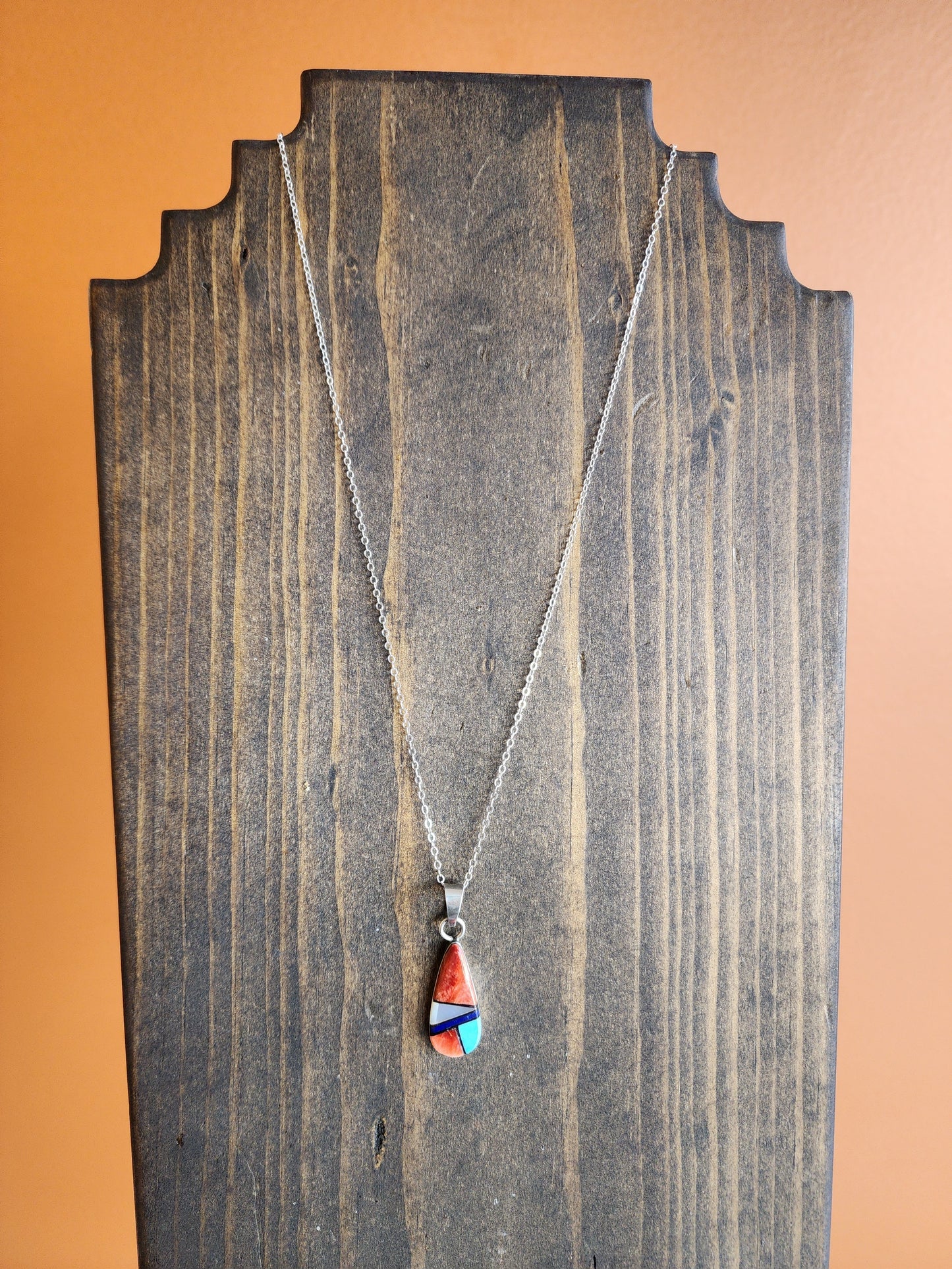 Navajo Multi-Stone Teardrop Pendant Necklace