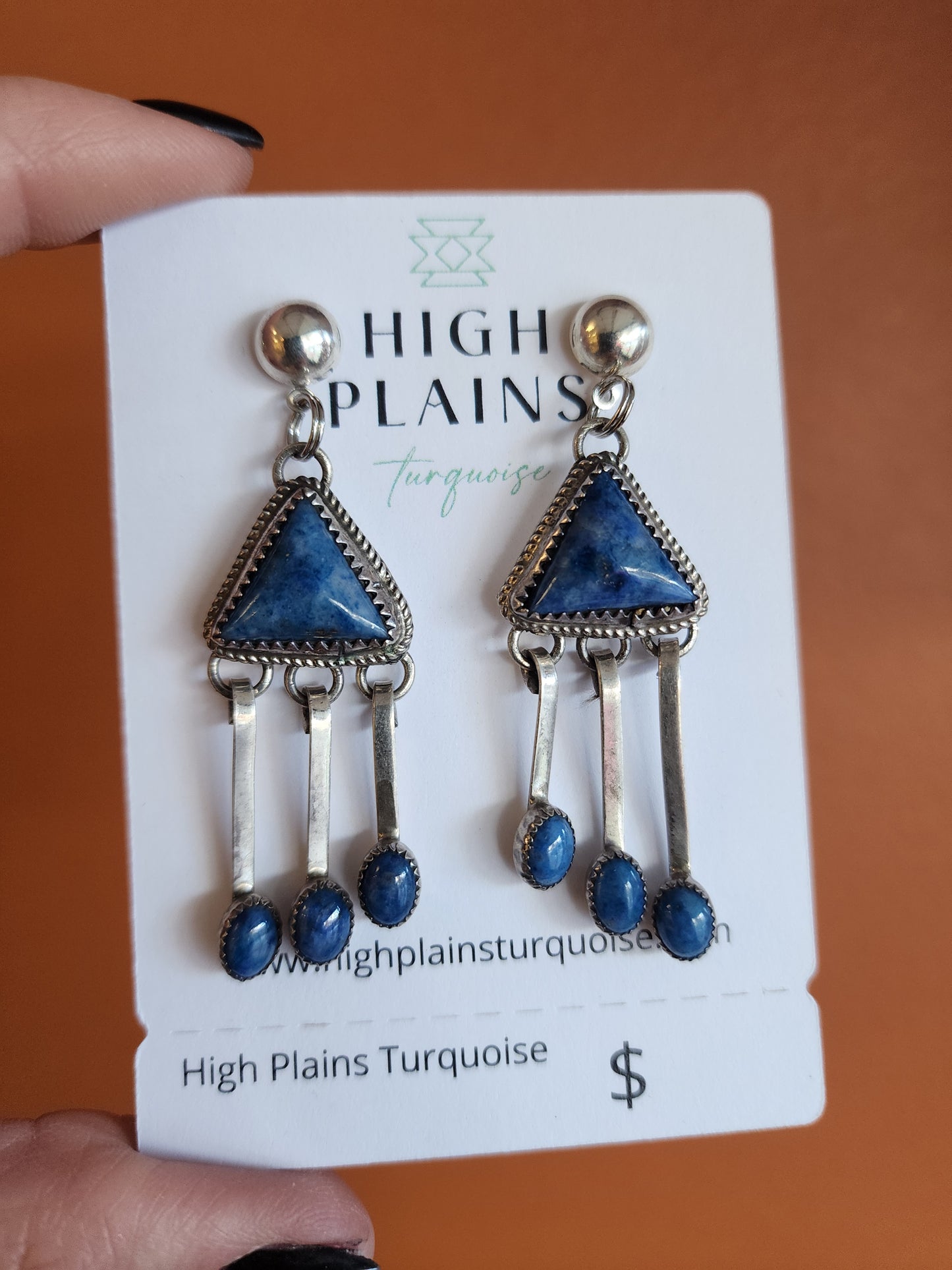 Denim Lapis Dangle Earrings