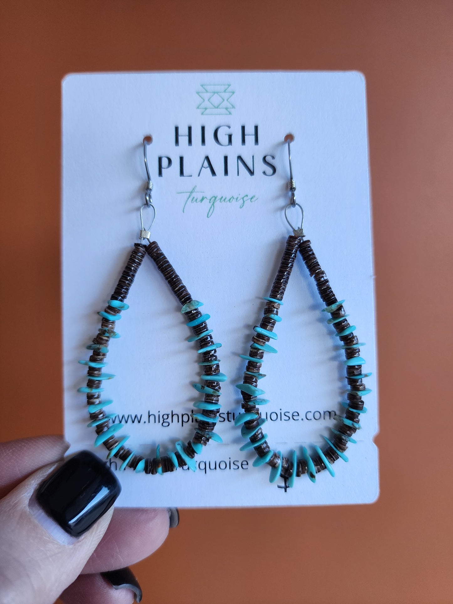 Turquoise and Penshell Heishi Earrings