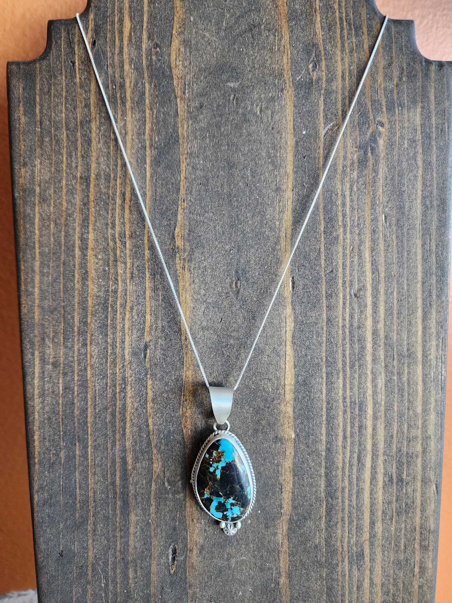 Oblong Blue Moon Turquoise Pendant Necklace