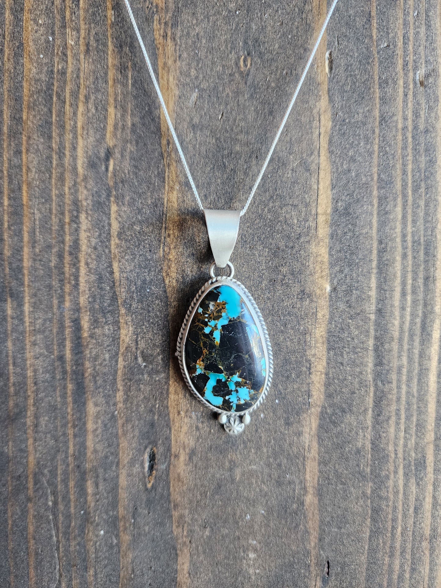 Oblong Blue Moon Turquoise Pendant Necklace