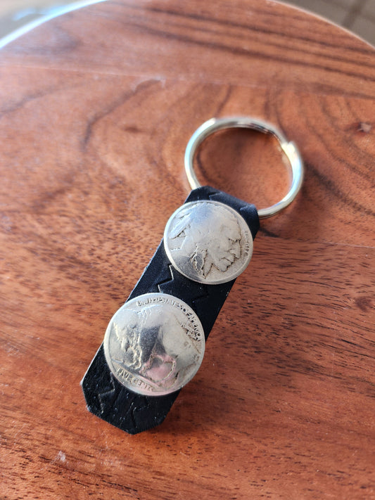 Handmade Vintage Nickel Leather Keychain