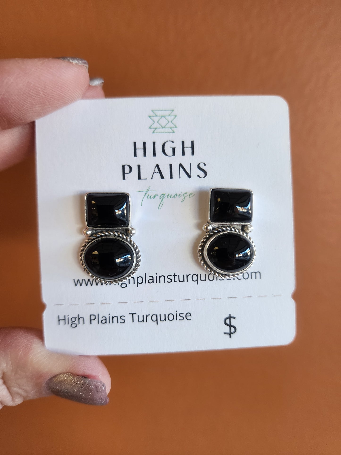 Black Onyx Contemporary Post Back Earrings