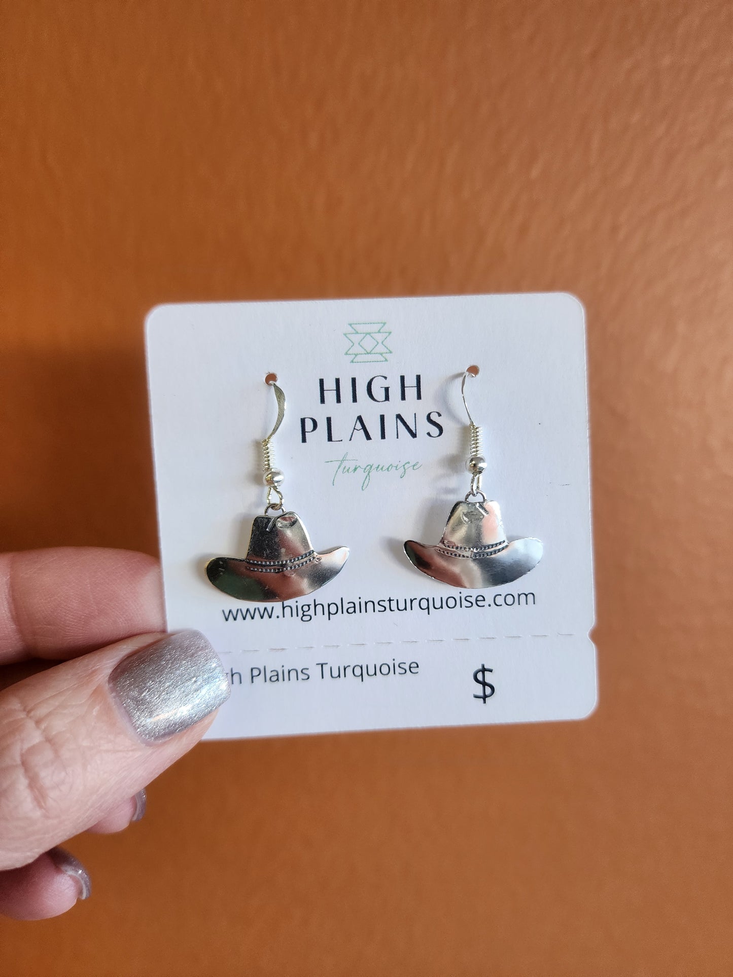 Sterling Silver French Wire Cowboy Hat Earrings