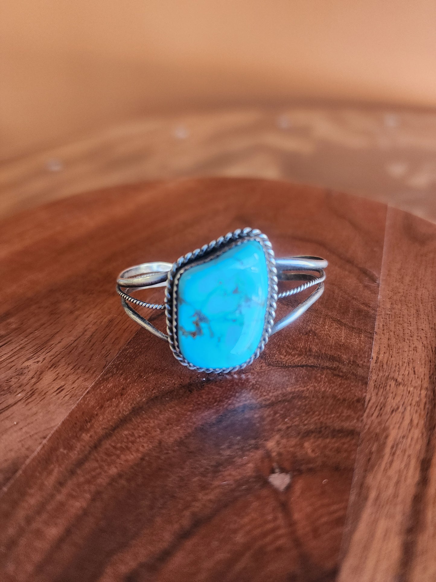 Vintage Large Stone Kingman Turquoise Baby Cuff