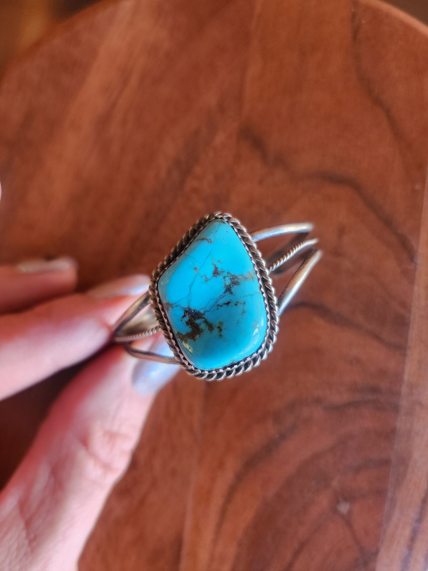 Vintage Large Stone Kingman Turquoise Baby Cuff