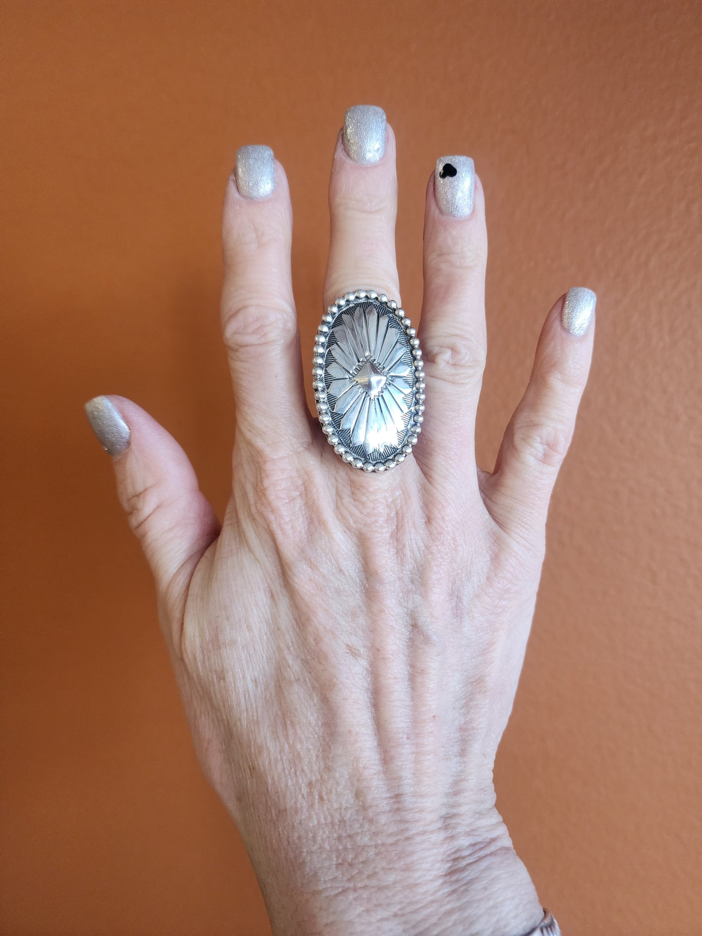 Adjustable Repousse Heavy Gauge Sterling Silver Ring