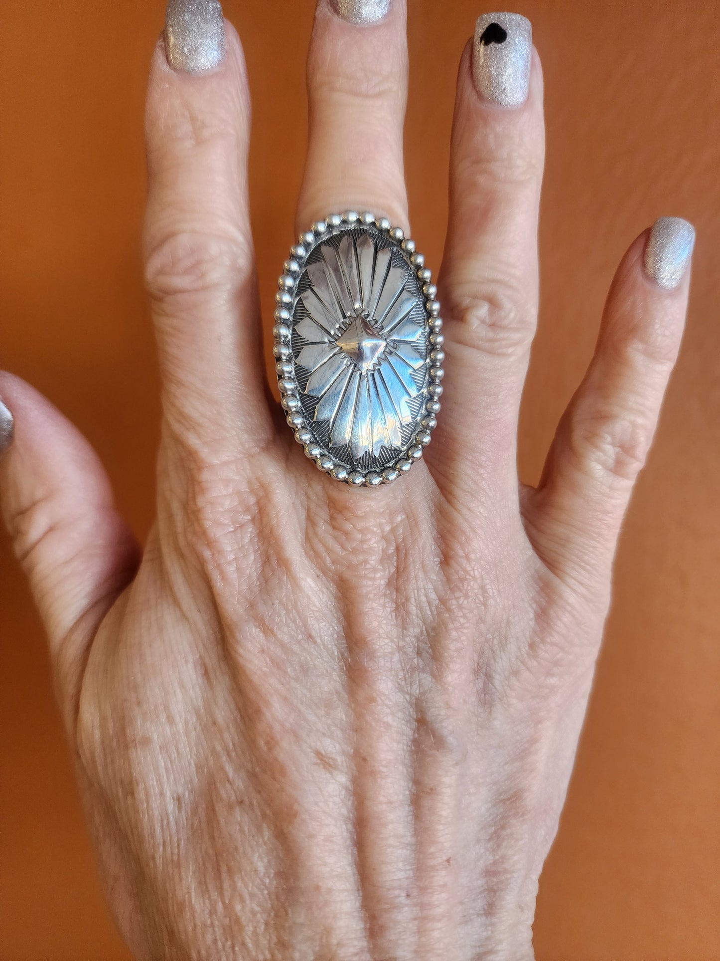 Adjustable Repousse Heavy Gauge Sterling Silver Ring