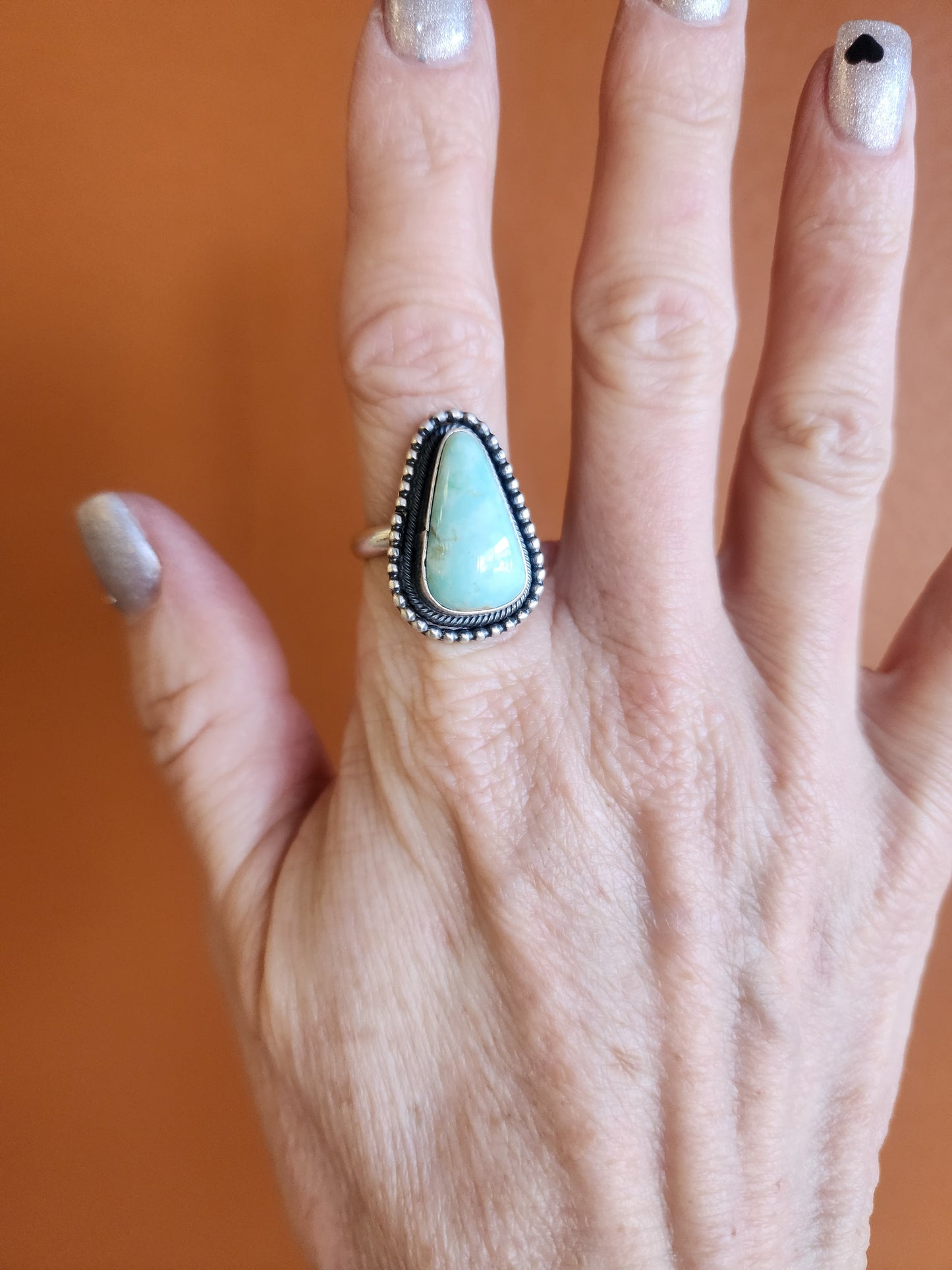 Navajo Handmade Larimar Triangle Ring