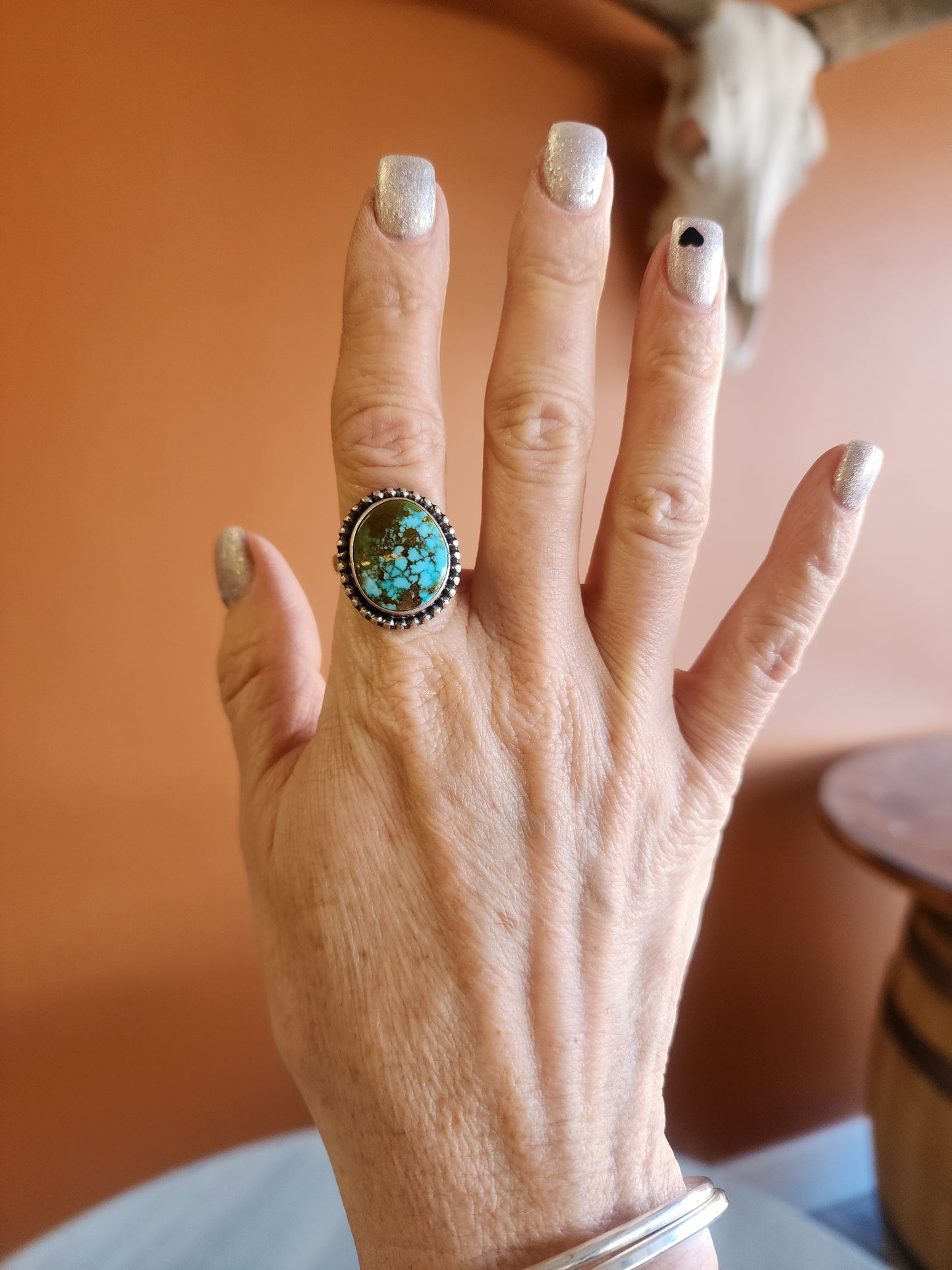 Navajo Handmade Sonoran Gold Turquoise Ring