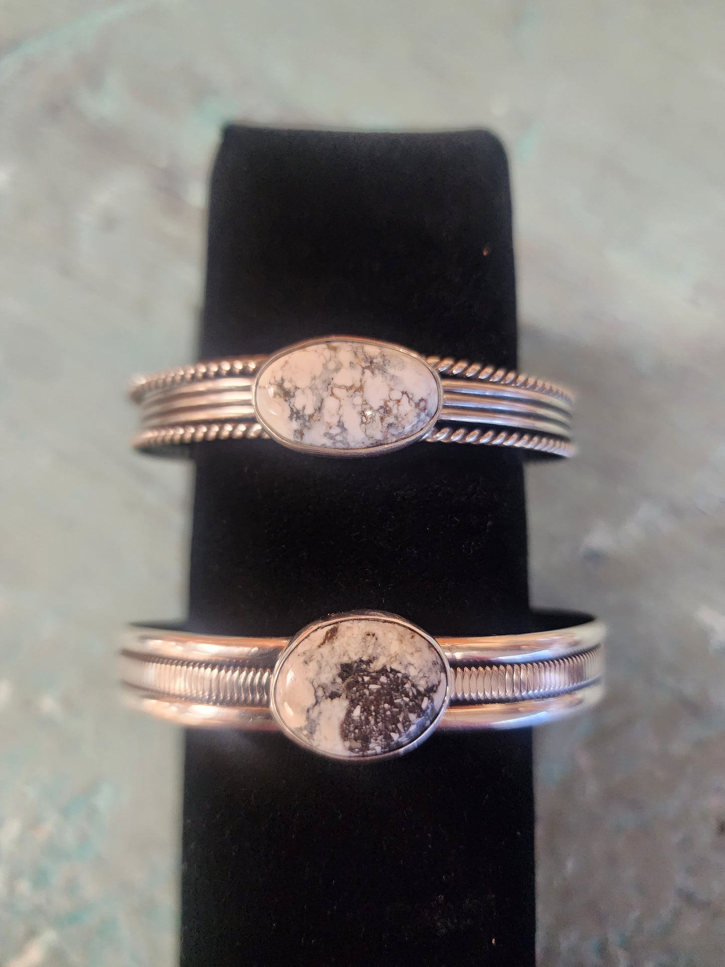 White Buffalo Sterling Silver Cuff Bracelet