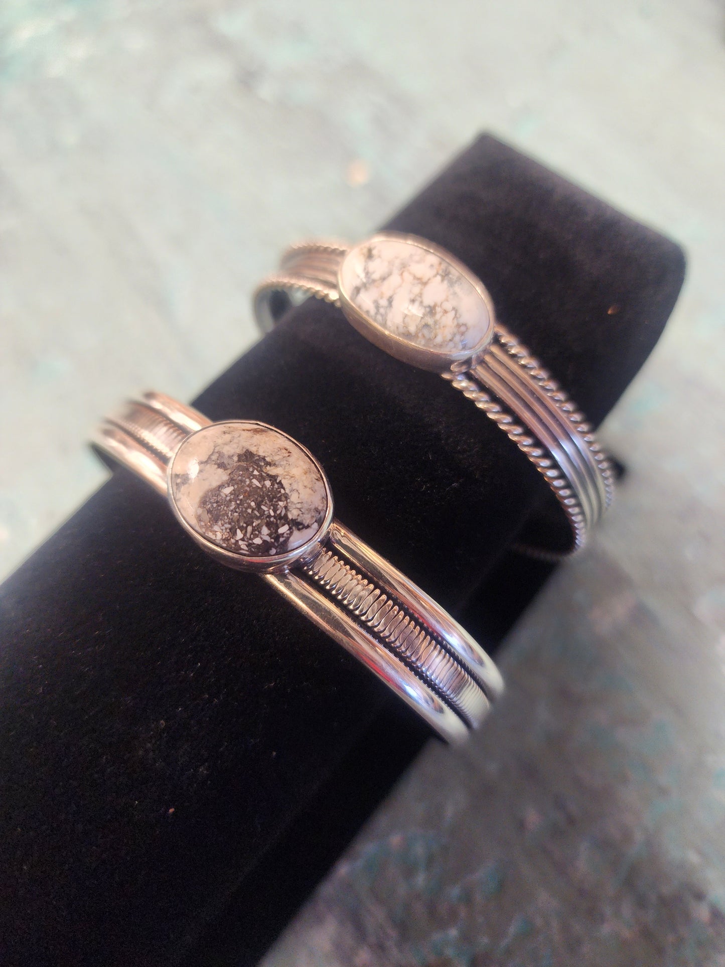 White Buffalo Sterling Silver Cuff Bracelet