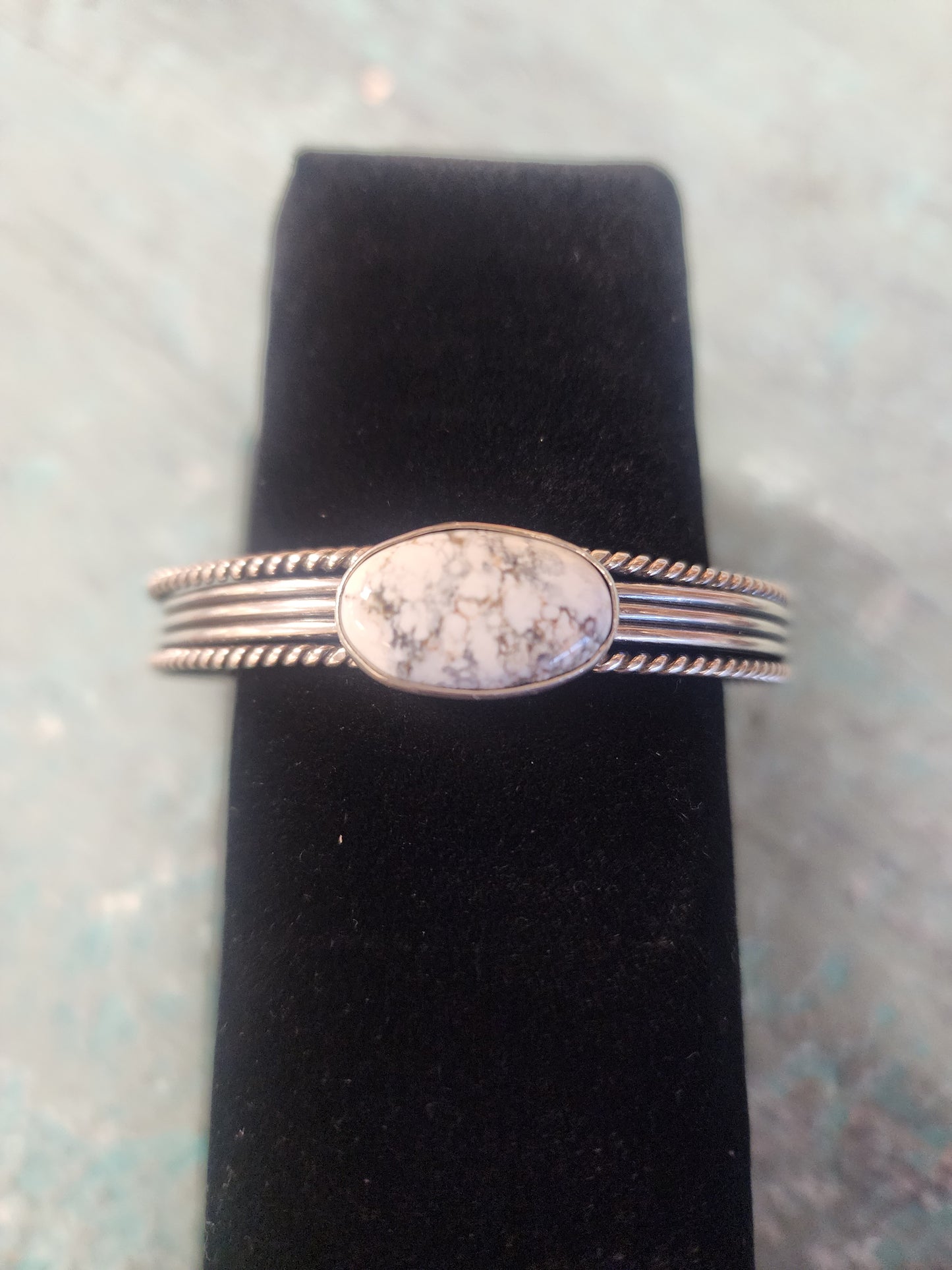 White Buffalo Sterling Silver Cuff Bracelet