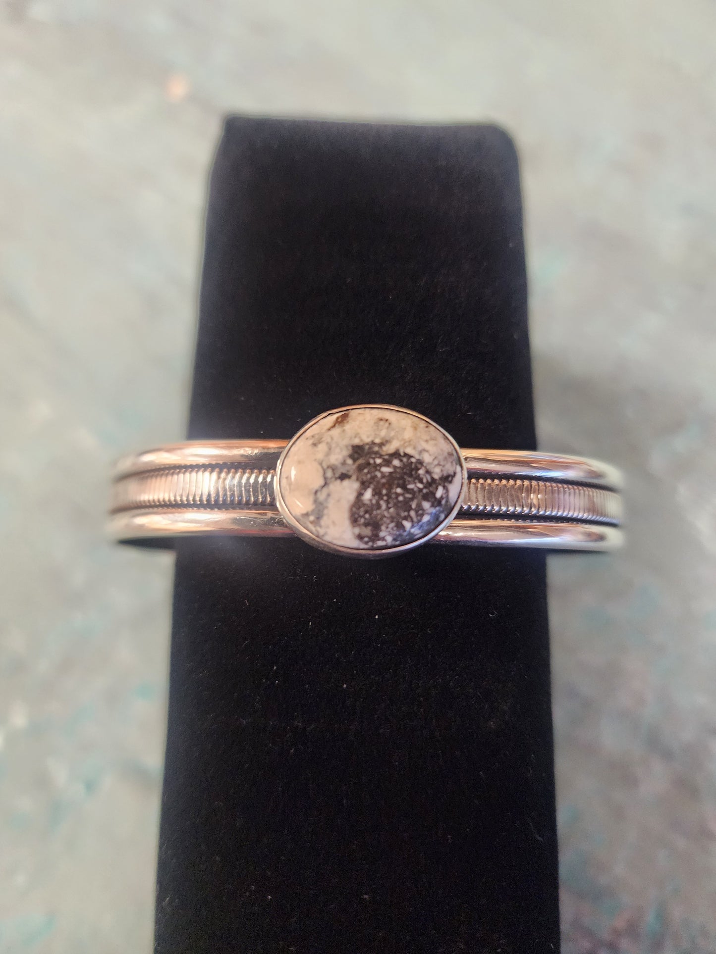 White Buffalo Sterling Silver Cuff Bracelet