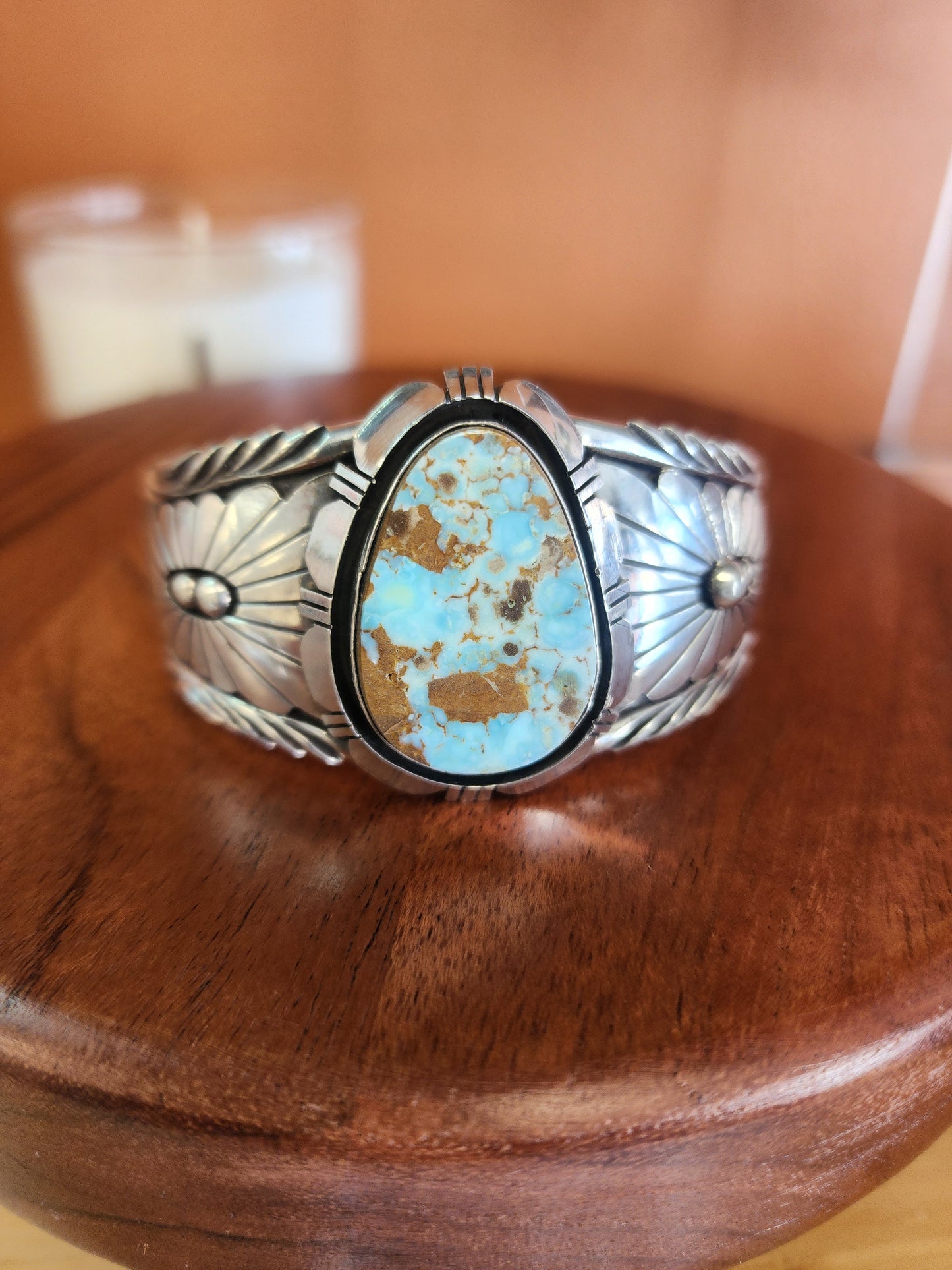 Navajo Sterling Silver Dry Creek Turquoise Cuff Bracelet