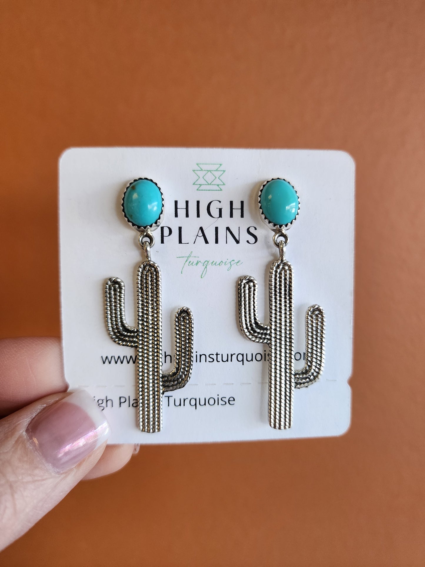 Turquoise Cactus Post Back Earrings