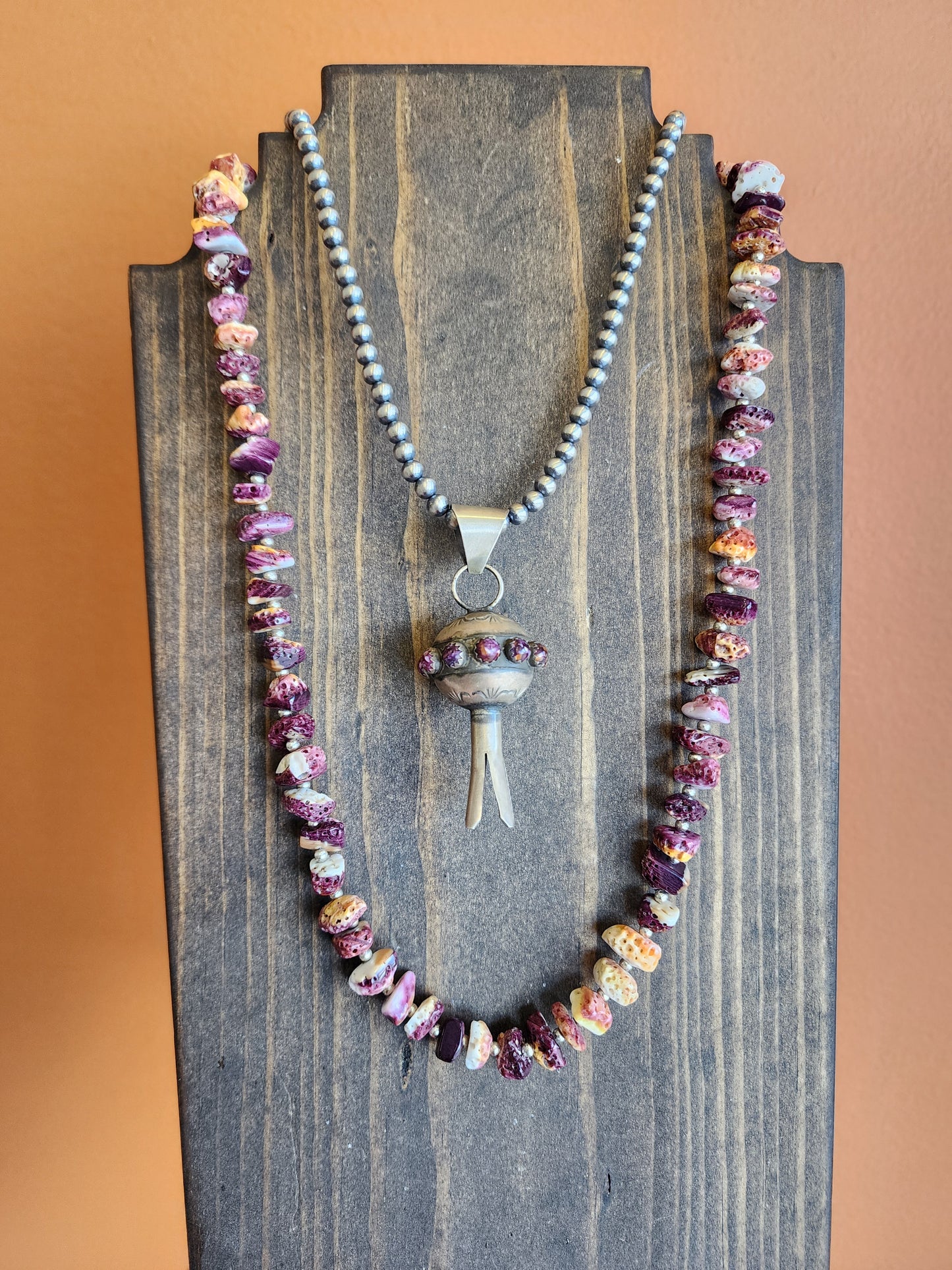 Monica Smith Large Purple Spiny Squash Blossom Pendant