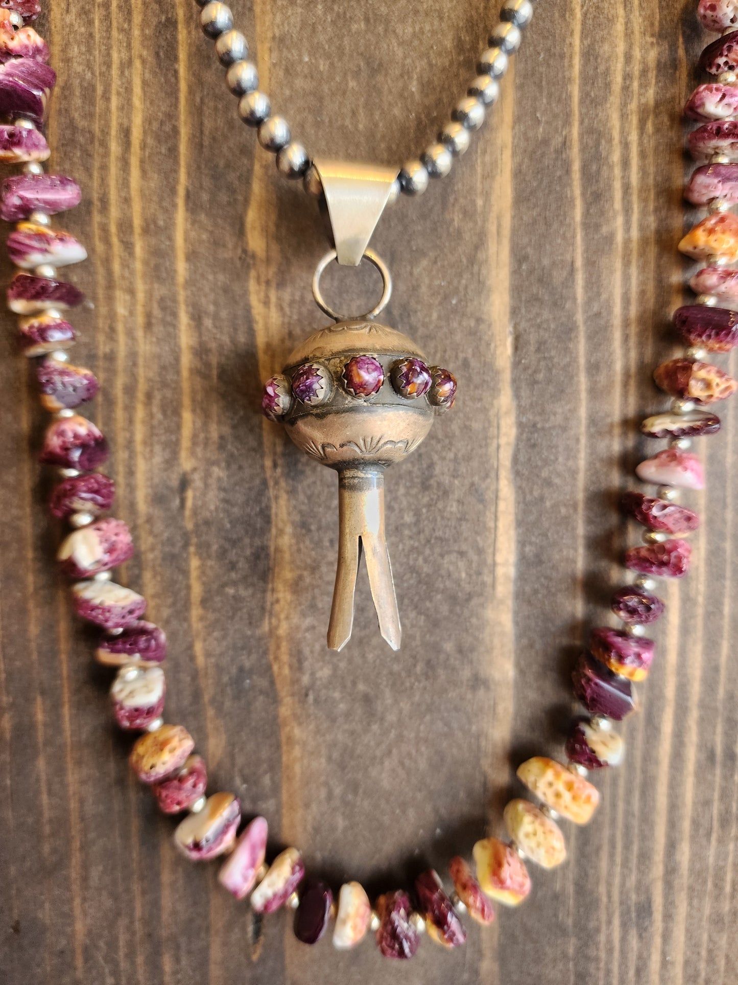 Monica Smith Large Purple Spiny Squash Blossom Pendant