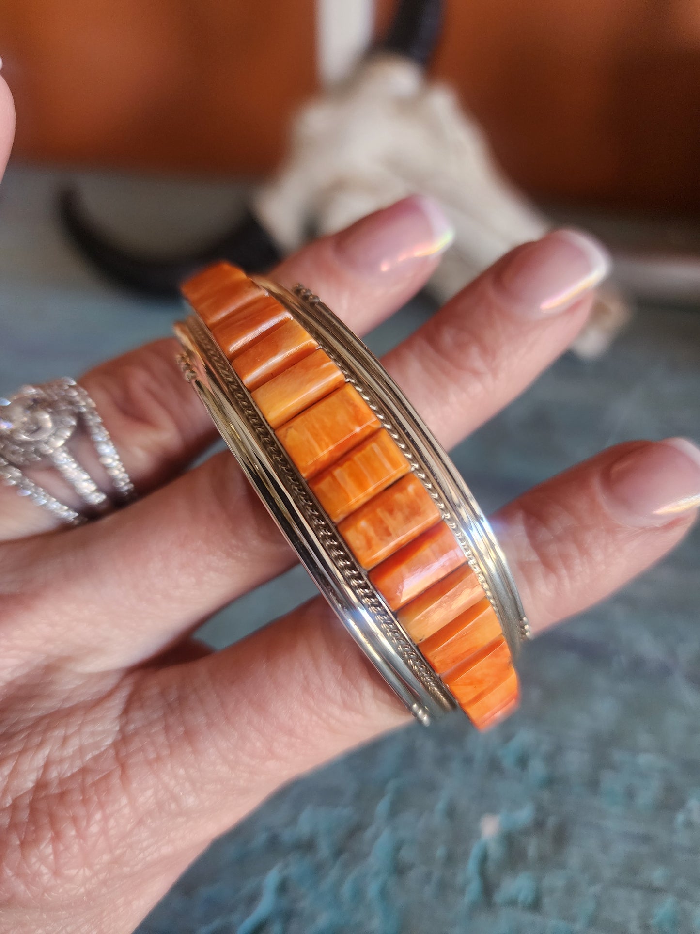 Spiny Oyster Inlay Cuff Bracelet