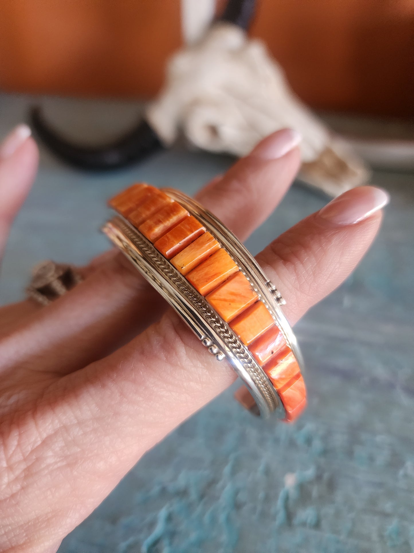 Spiny Oyster Inlay Cuff Bracelet