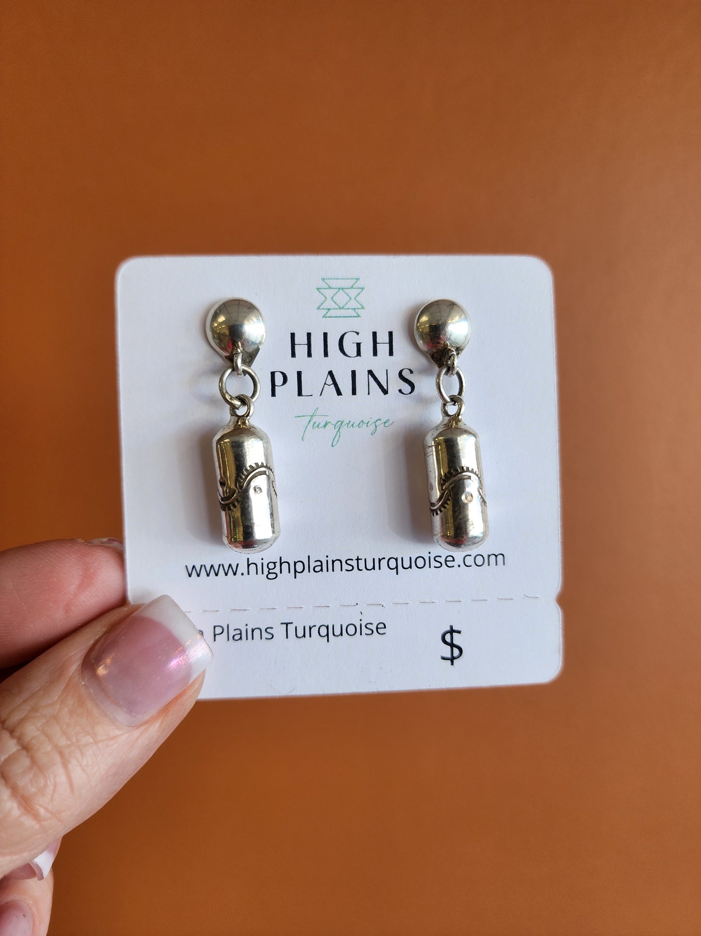 Hand Stamped Sterling Silver Barrel Bead Earrings