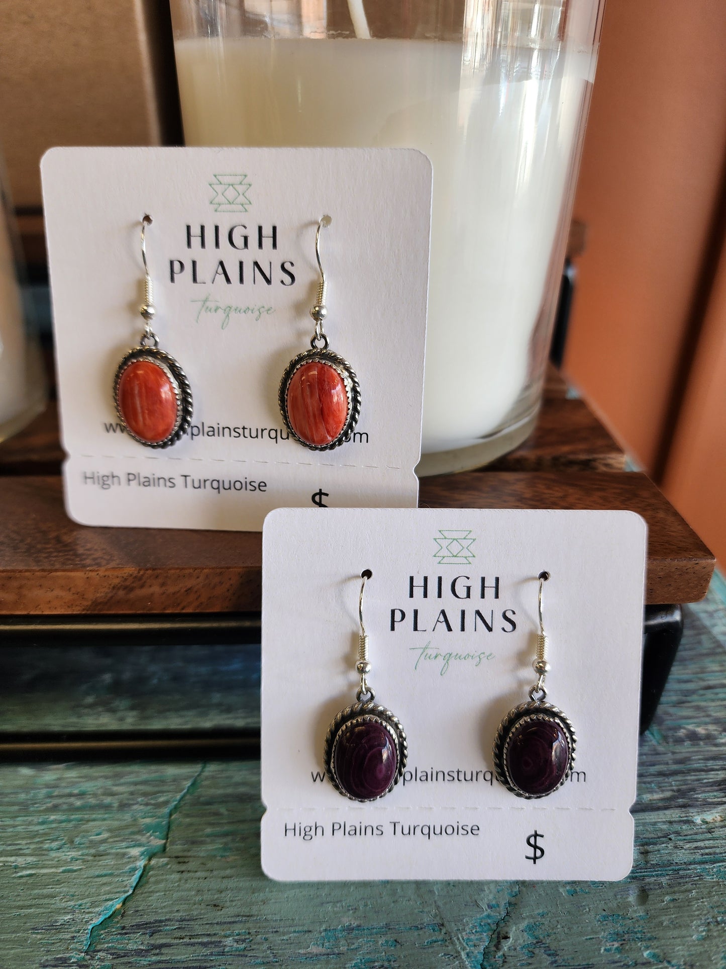 Spiny Oyster and Sterling Silver Oval Earrings
