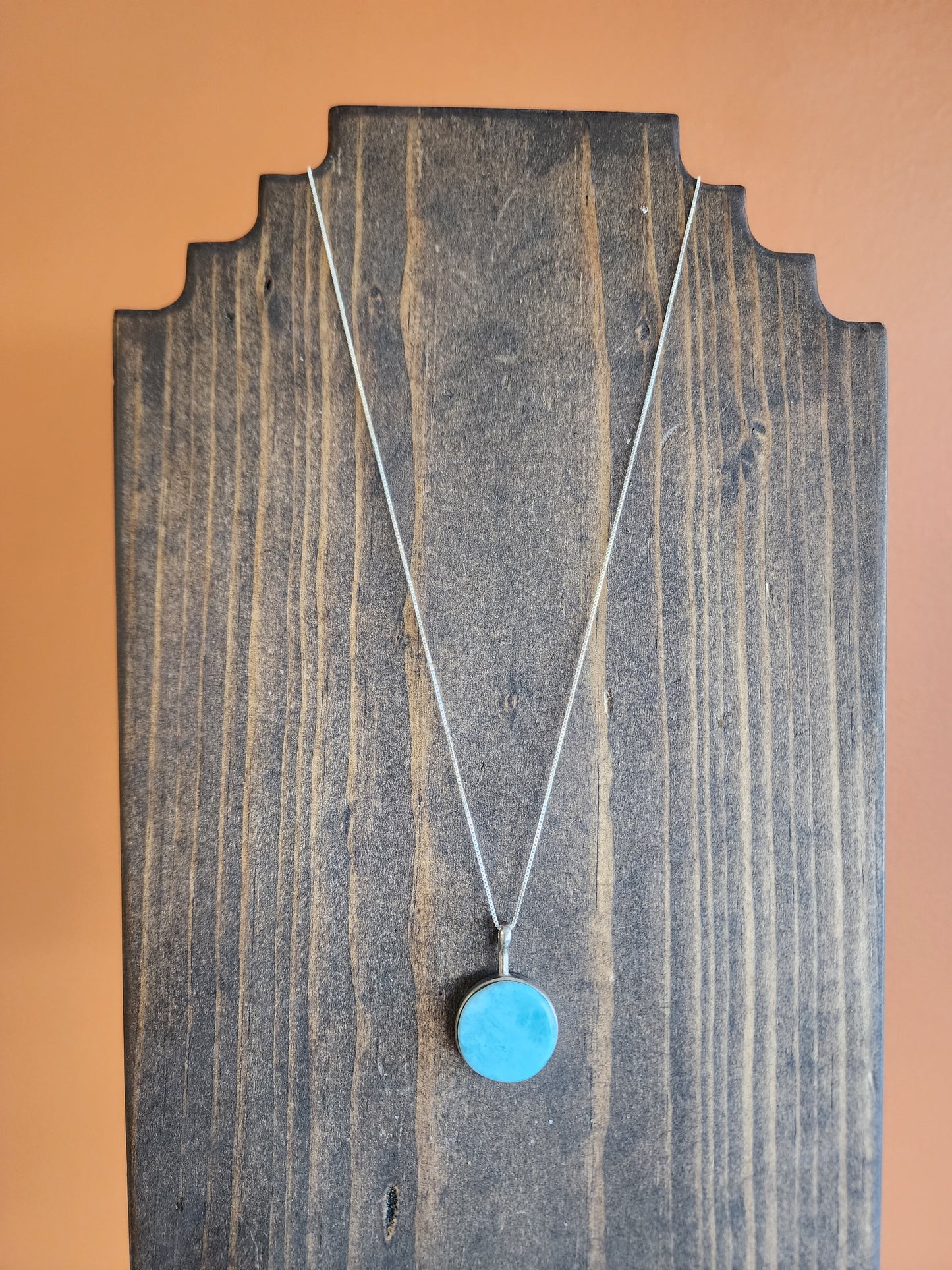 Round Larimar Pendant Necklace