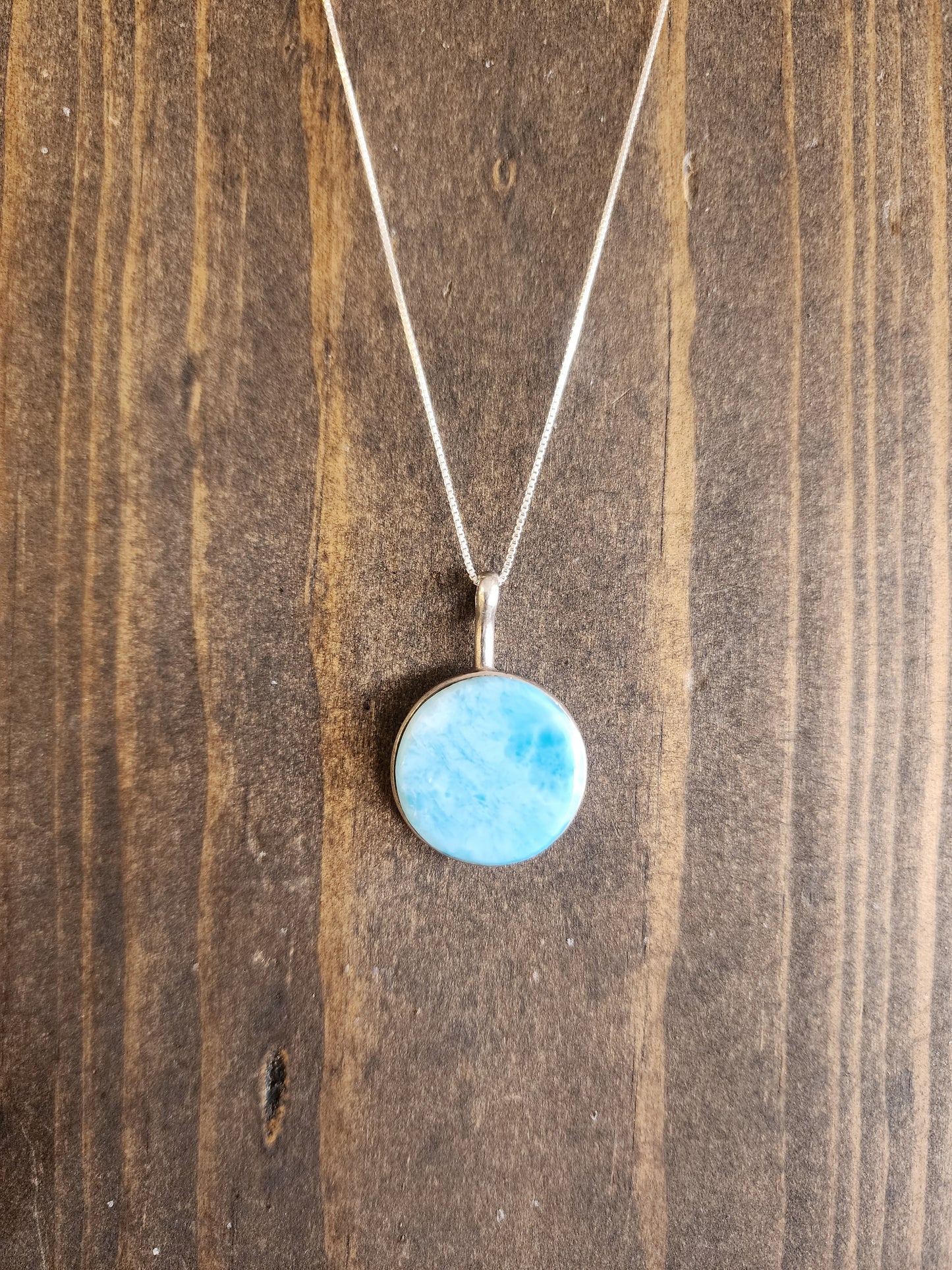Round Larimar Pendant Necklace