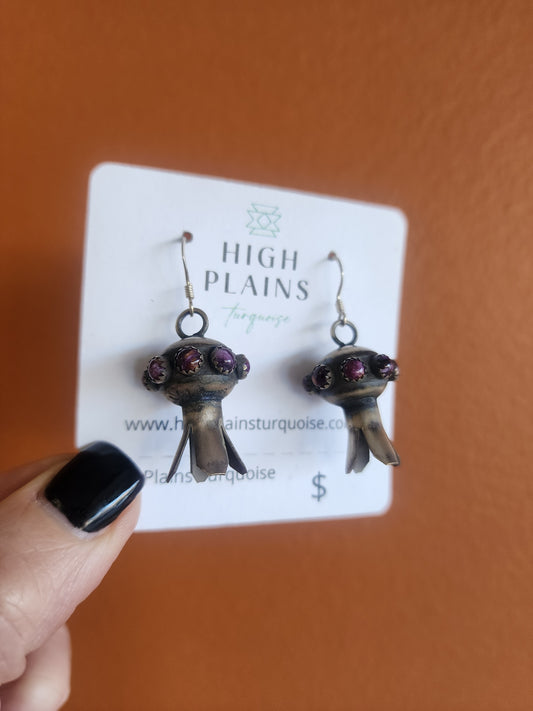 Purple Spiny Squash Blossom Earrings