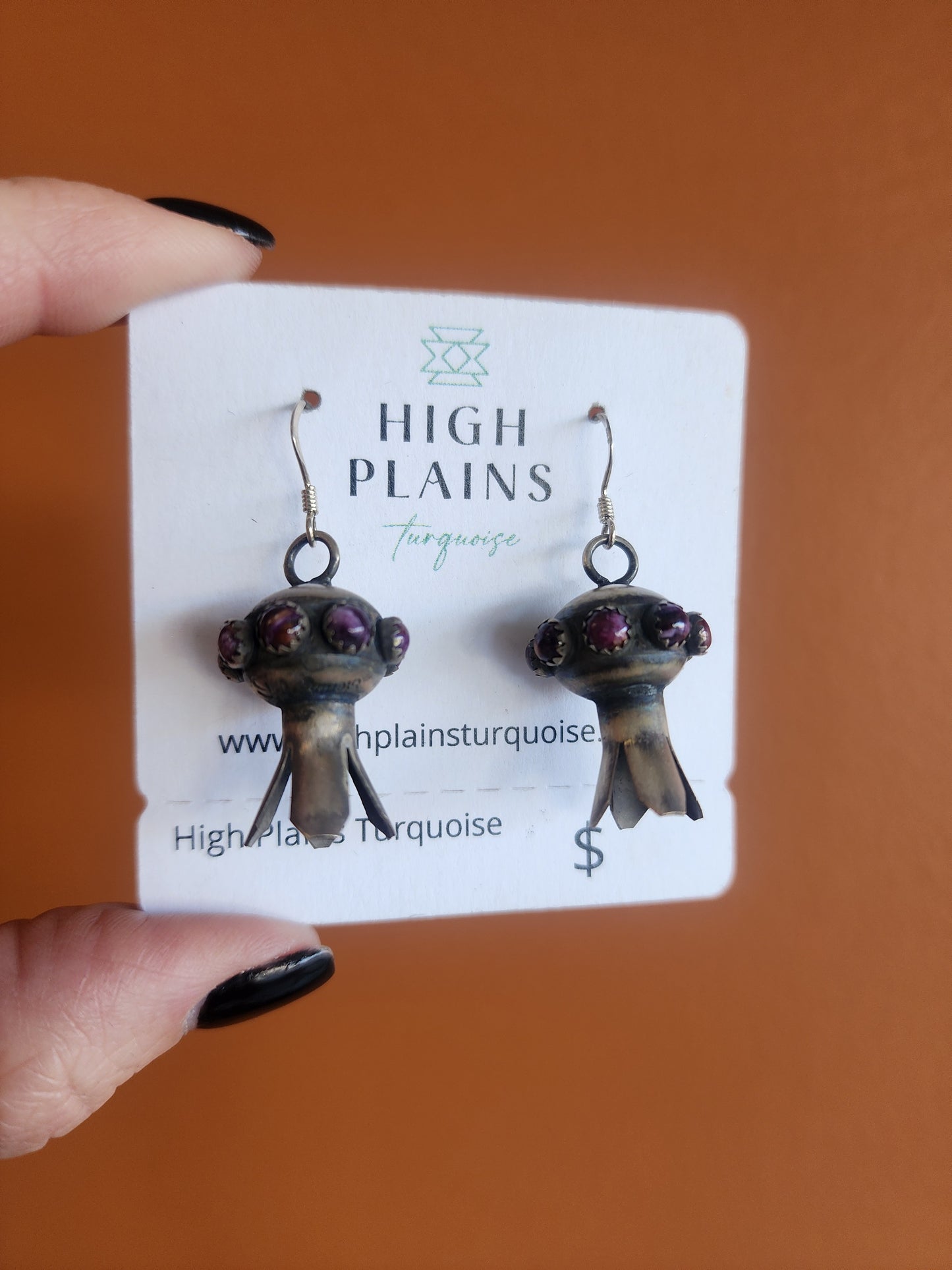 Purple Spiny Squash Blossom Earrings