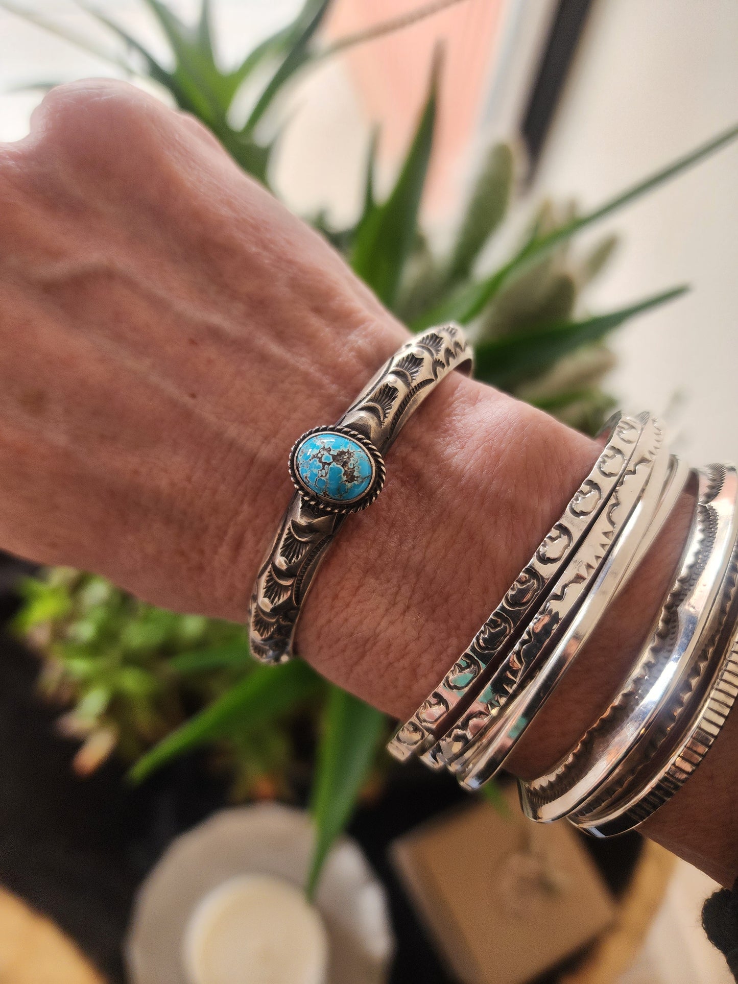 Roland Dixson Natural Persian Turquoise Cuff Bracelet