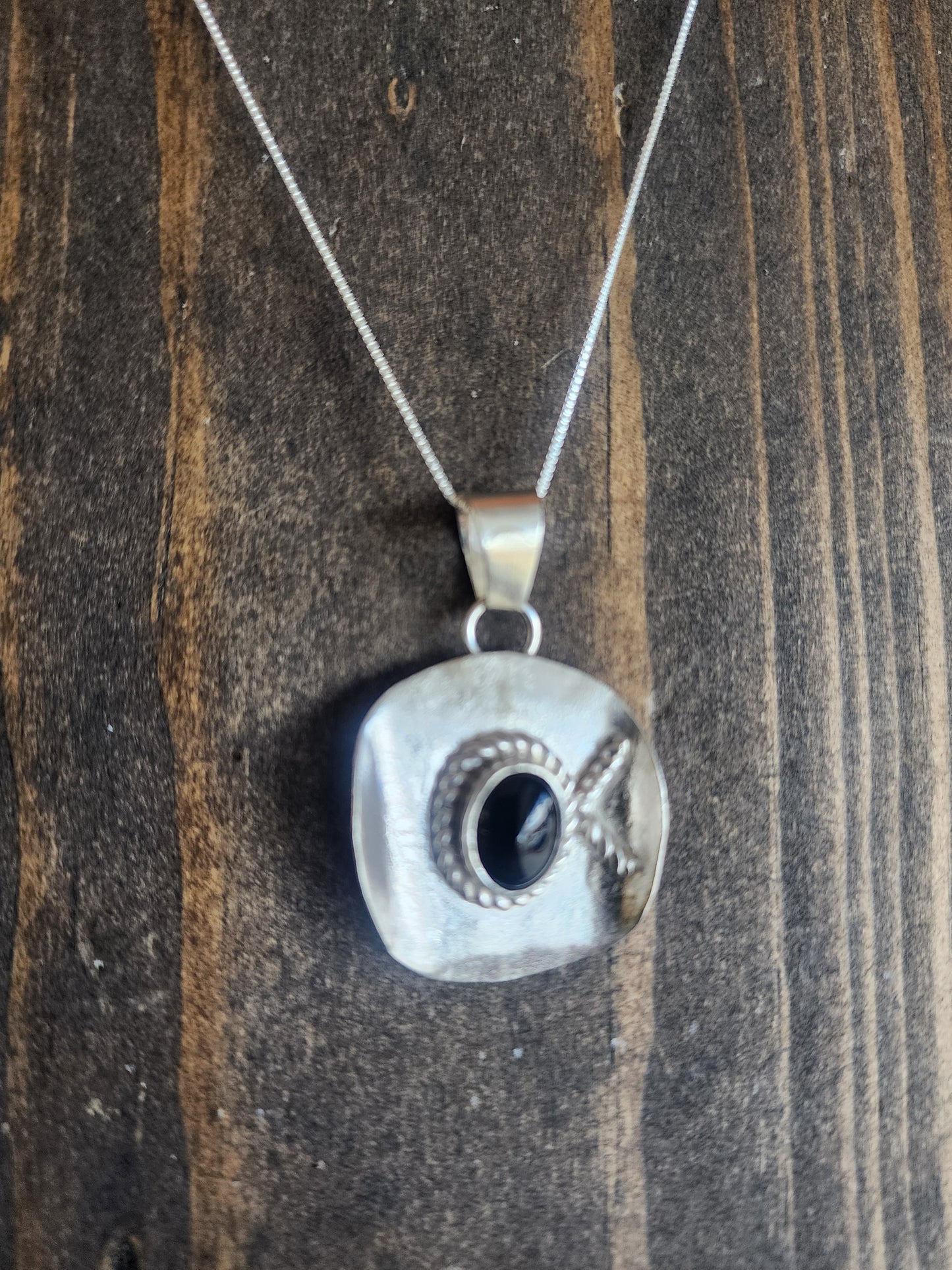 Sterling Silver Cowboy Hat Pendant Necklace with accent stone
