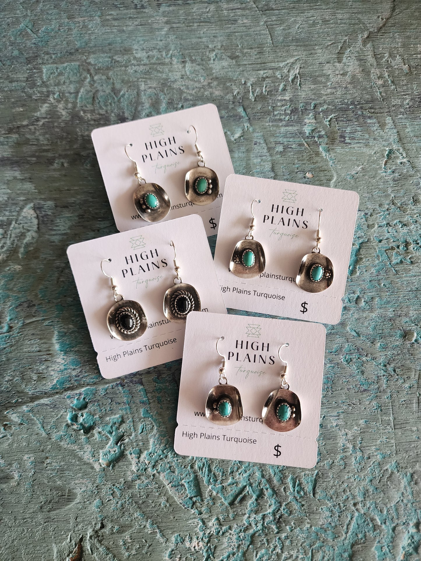 Handmade Sterling Silver Stone Accent Cowboy Hat Earrings